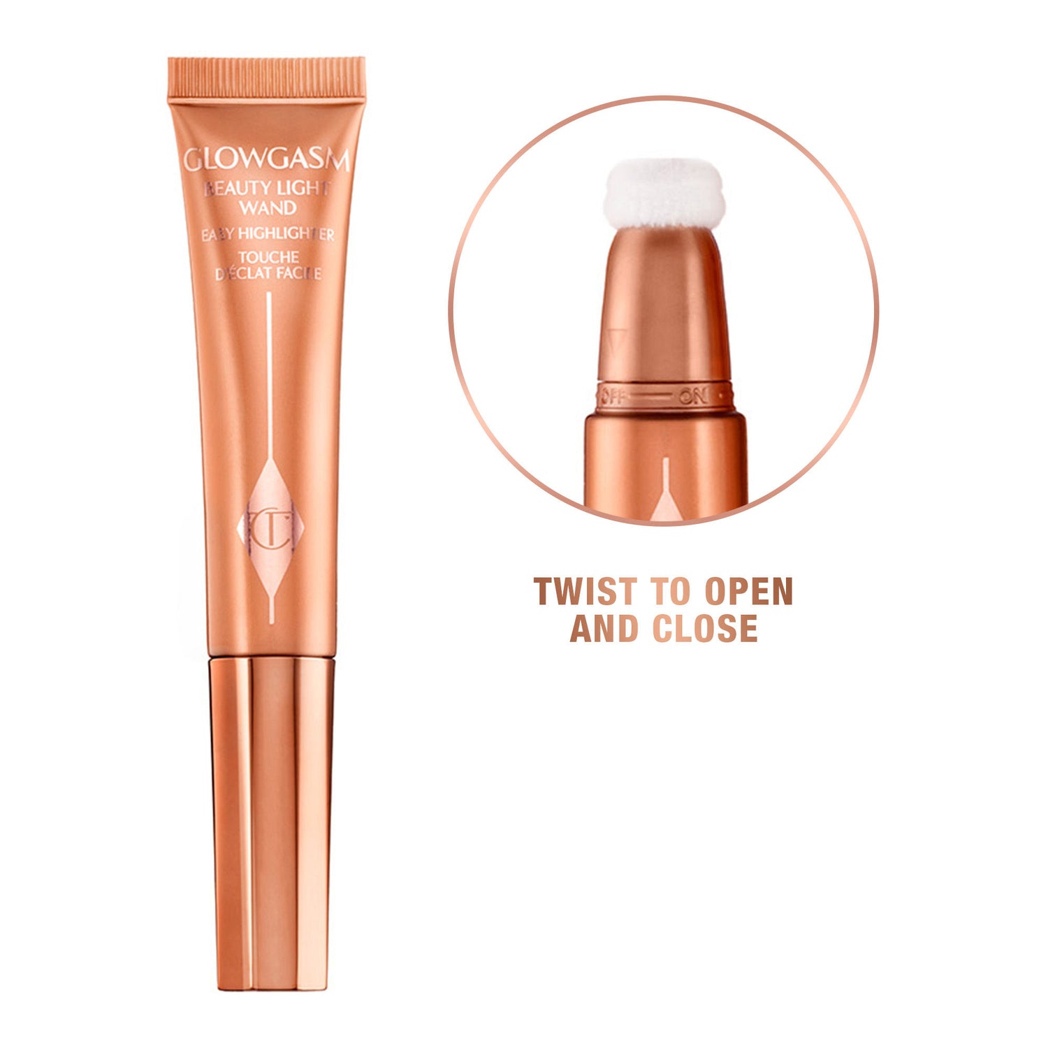 Model image of Charlotte Tilbury Beauty Light Wand variant: Peachgasm