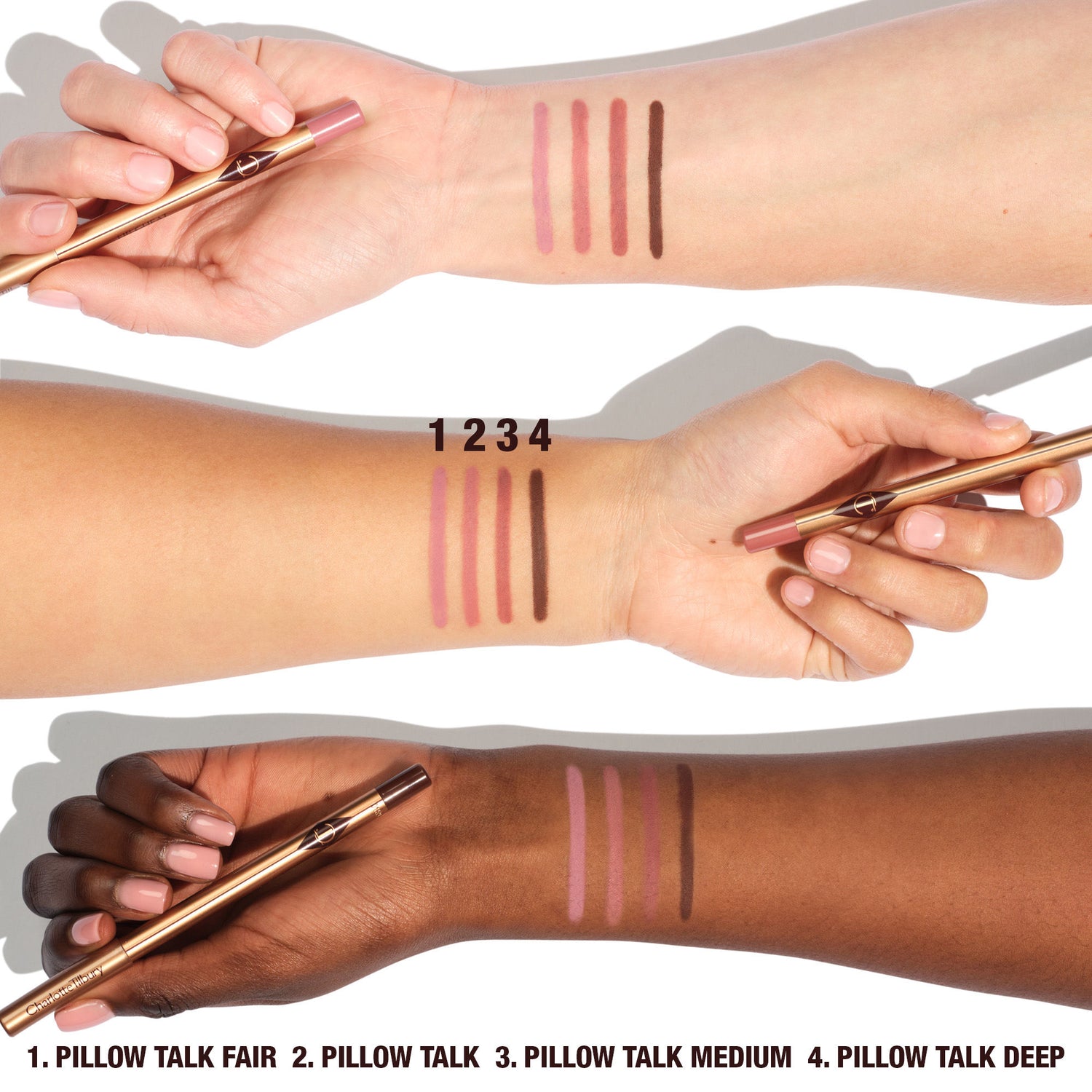 An arm swatch of Charlotte Tilbury Lip Cheat variant: Pillow Talk