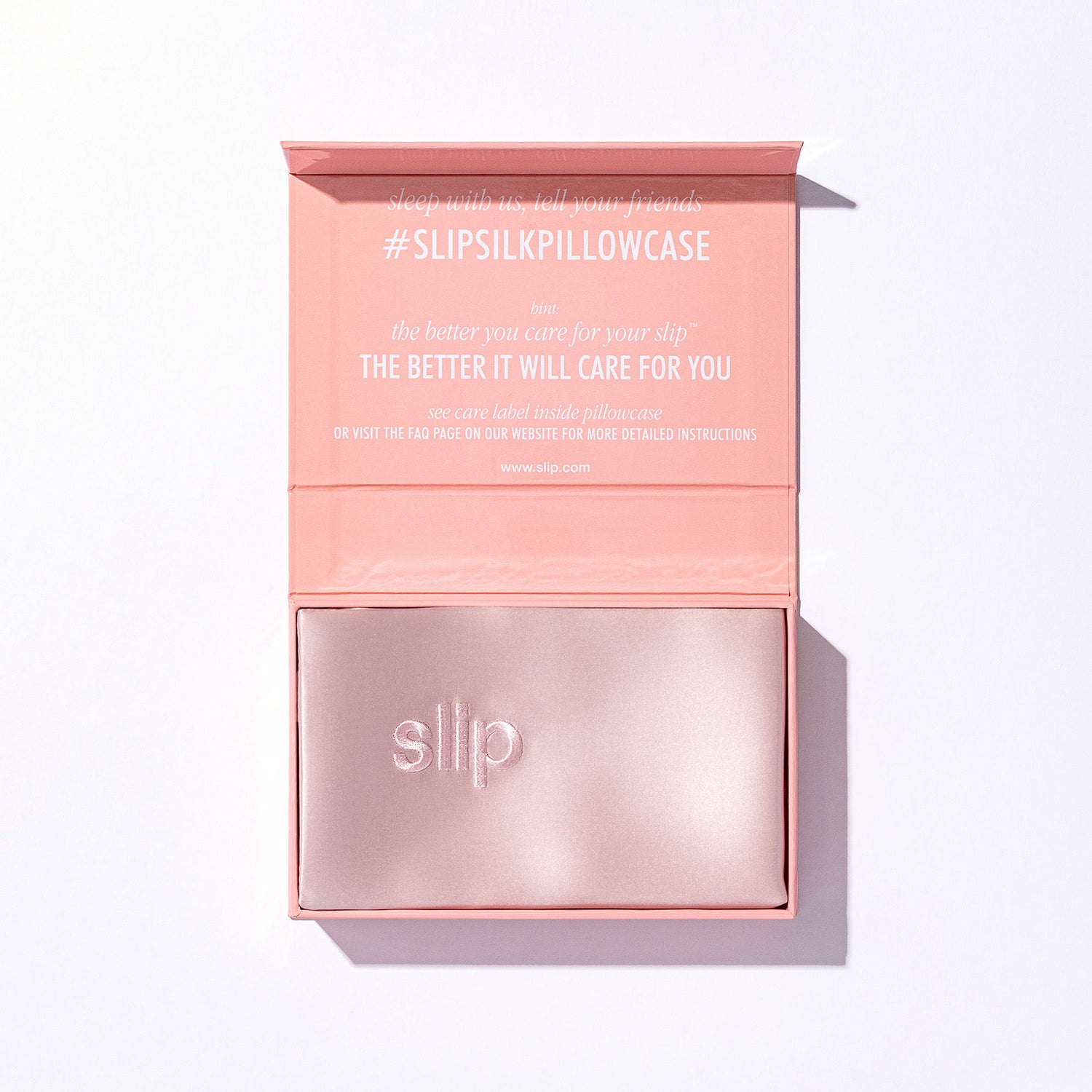 Image of an open Slip Pure Silk Queen Pillowcase variant: Pink