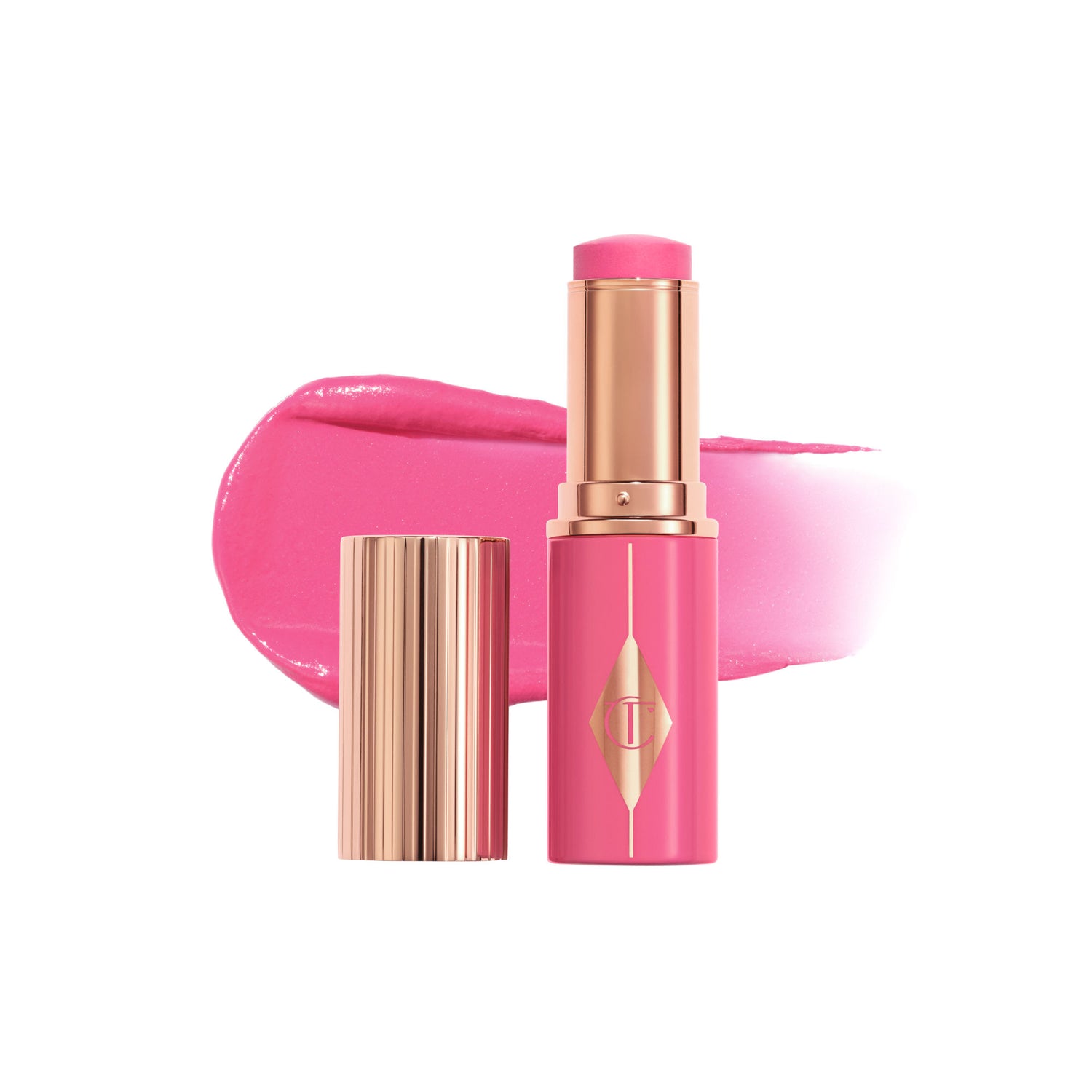 Swatch image of Charlotte Tilbury Unreal Lip + Cheek Glow Blush Stick with Hyaluronic Acid variant: Pinky Glow