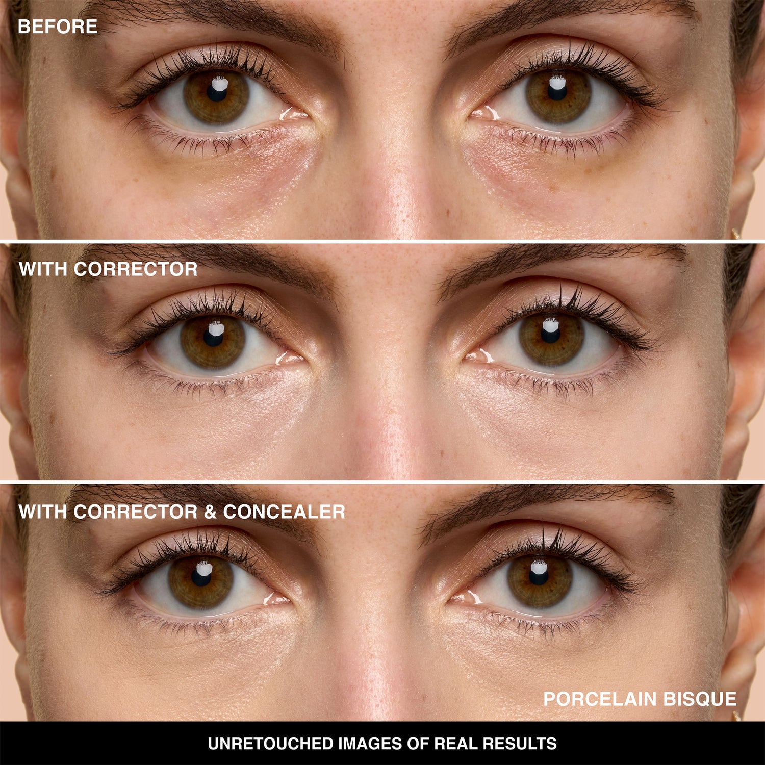 Before and after results of using Bobbi Brown Under Eye Corrector variant: Porcelain Bisque