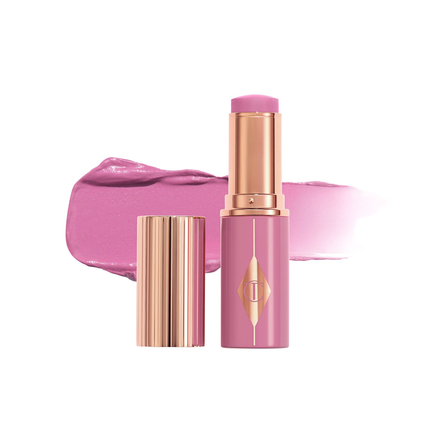 Swatch image of Charlotte Tilbury Unreal Lip + Cheek Glow Blush Stick with Hyaluronic Acid variant: Pretty Glow