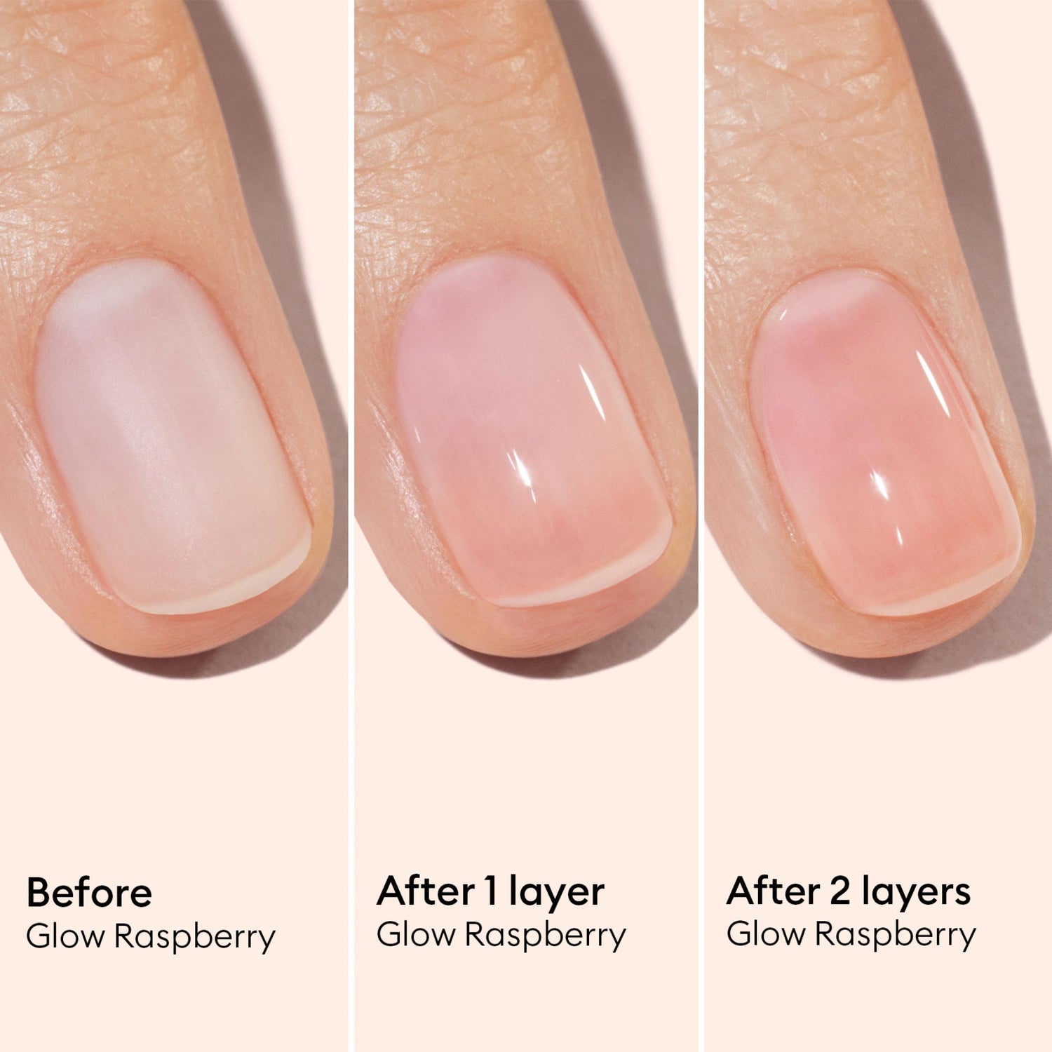 Before and after results of using Manucurist Active Glow Raspberry variant: Raspberry