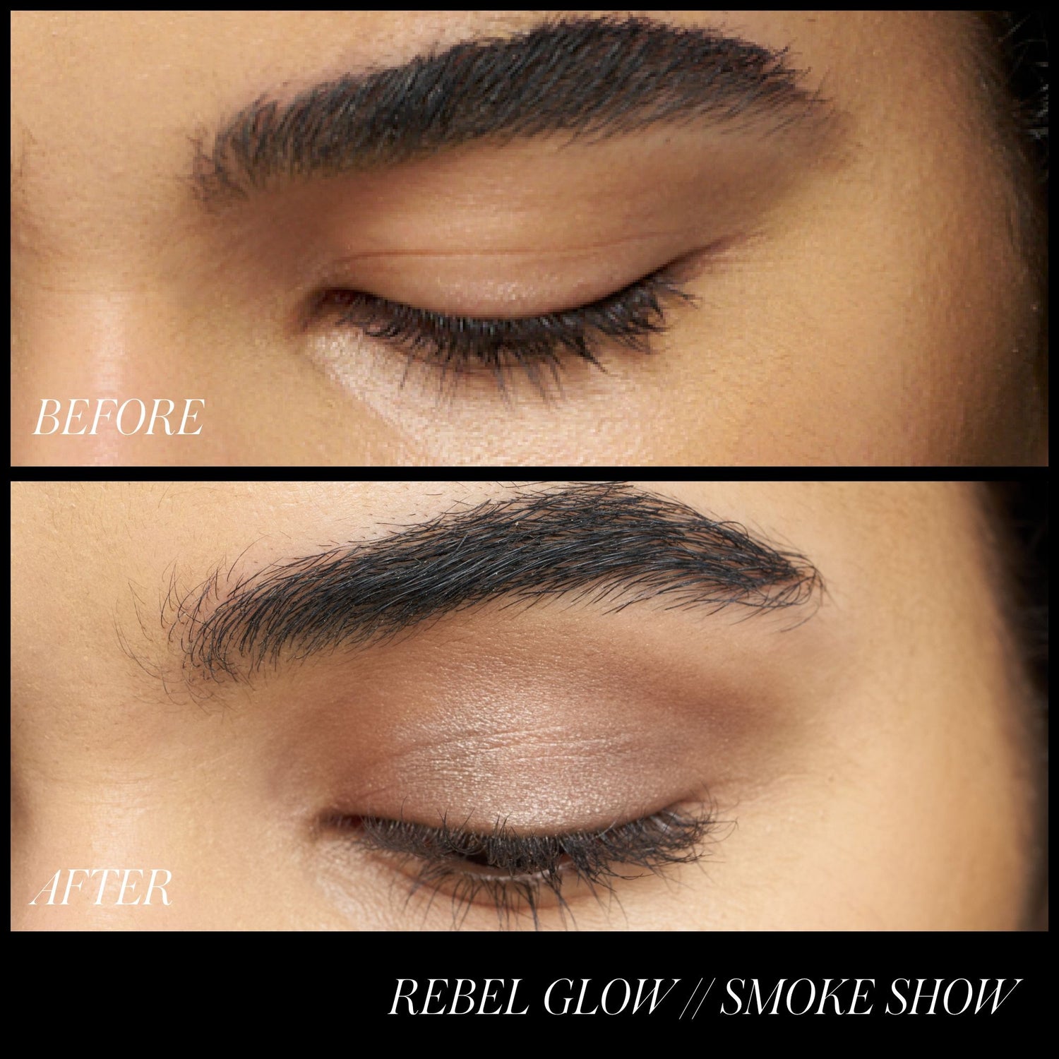 Before and after results of using variant: Rebel Glow