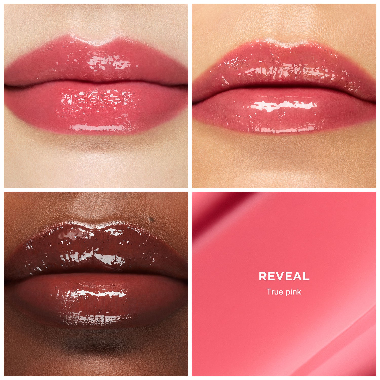 A shade comparison of Hourglass Phantom Volumizing Glossy Balm variant: Reveal 90