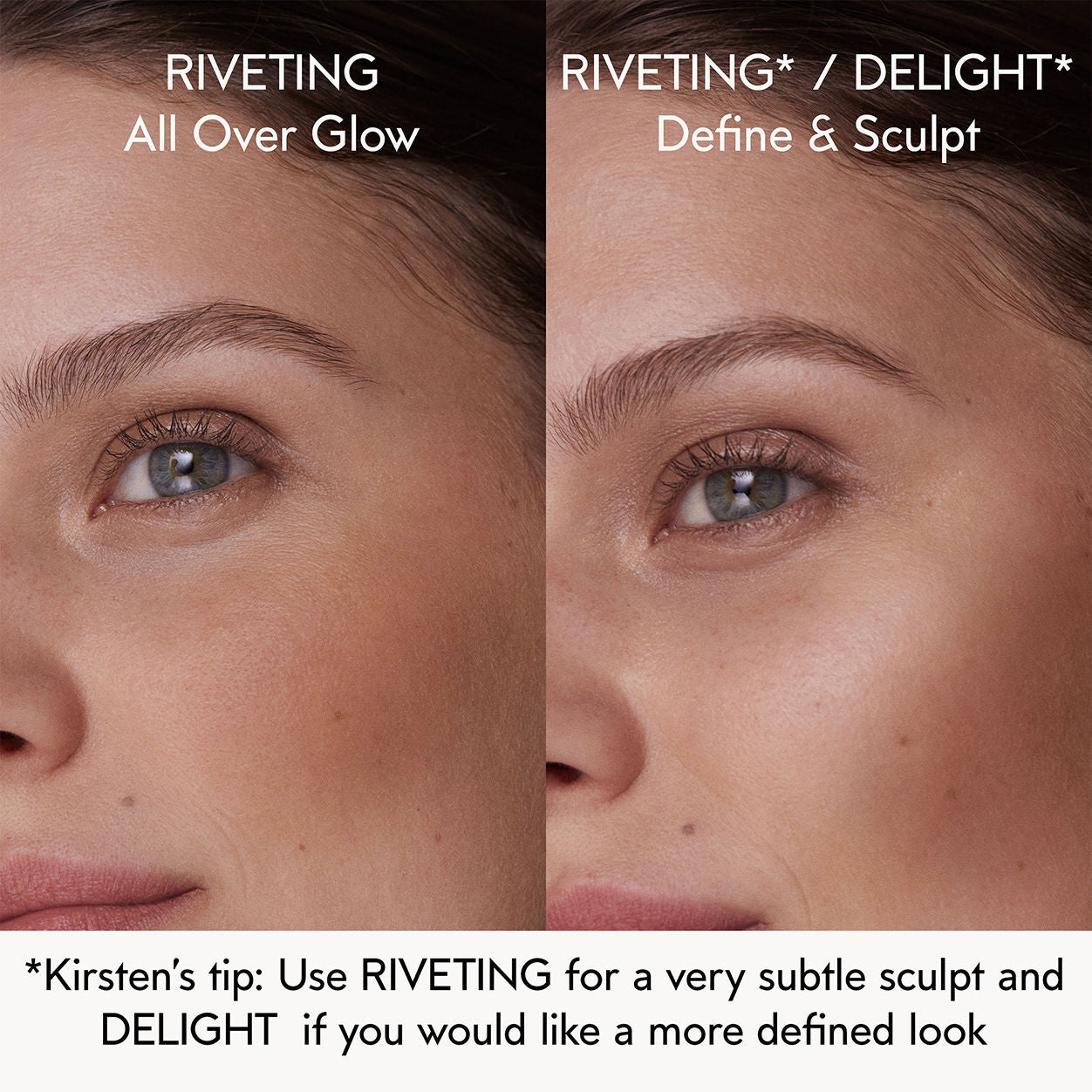 Before and after results of using Kjaer Weis Matte Cream Bronzer Refill variant: Riveting
