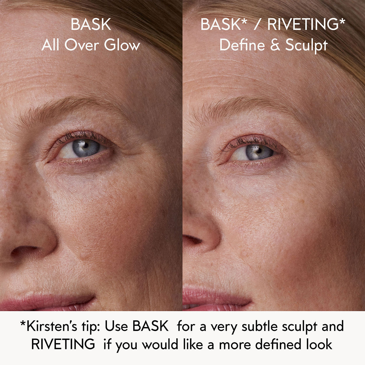 Before and after results of using Kjaer Weis Matte Cream Bronzer Refill variant: Riveting