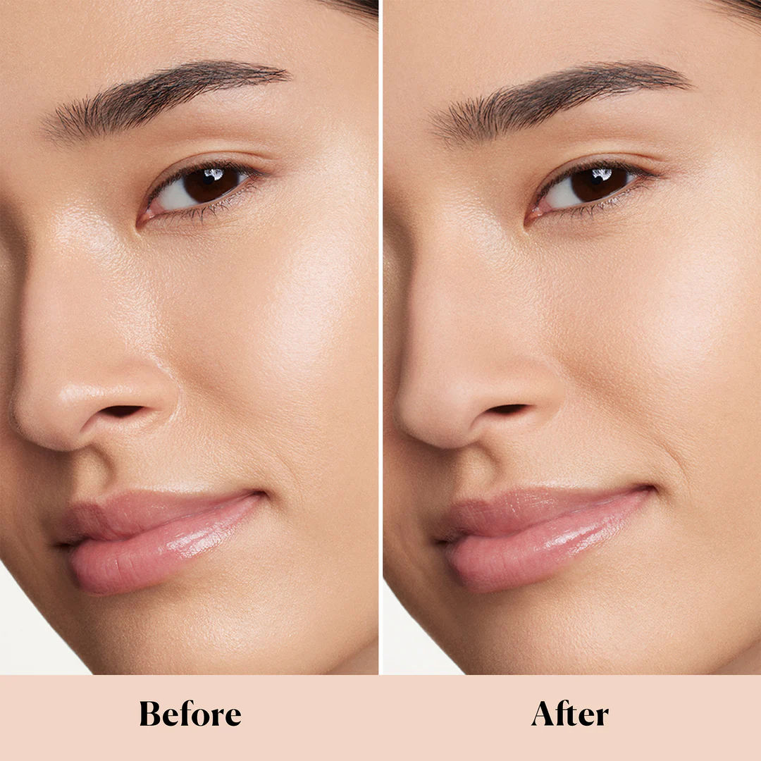 Before and after results of using Laura Mercier Ultra-Blur Translucent Loose Setting Powder variant: Rose