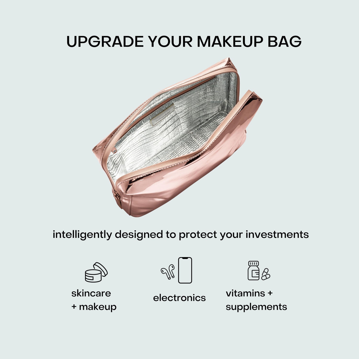 Image of a closed Wellinsulated Performance Beauty Bag Large variant: Rose Gold