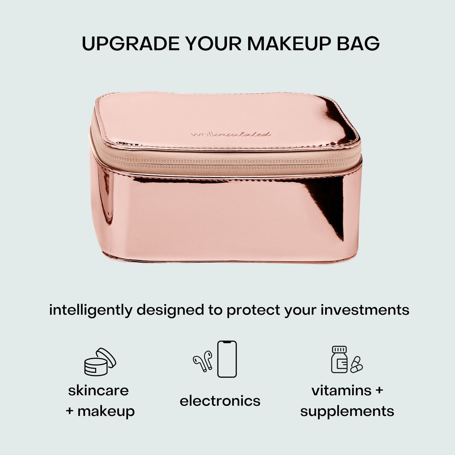 Lifestyle image of Wellinsulated Performance Mini Travel Case variant: Rose Gold