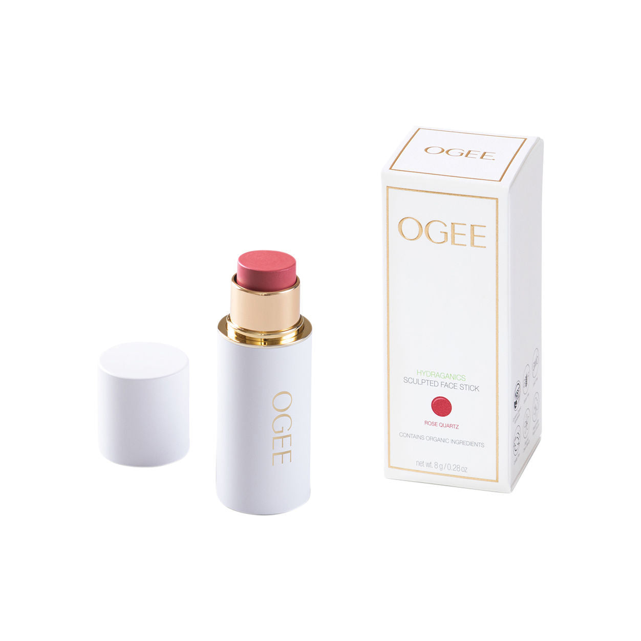 Image of the Ogee Sculpted Face Stick variant: Rose Quartz box