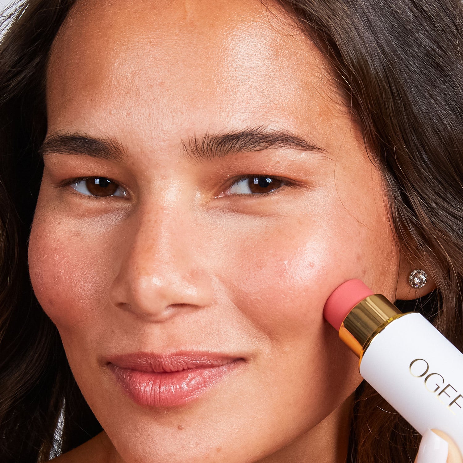 Model image of Ogee Sculpted Face Stick variant: Rose Quartz