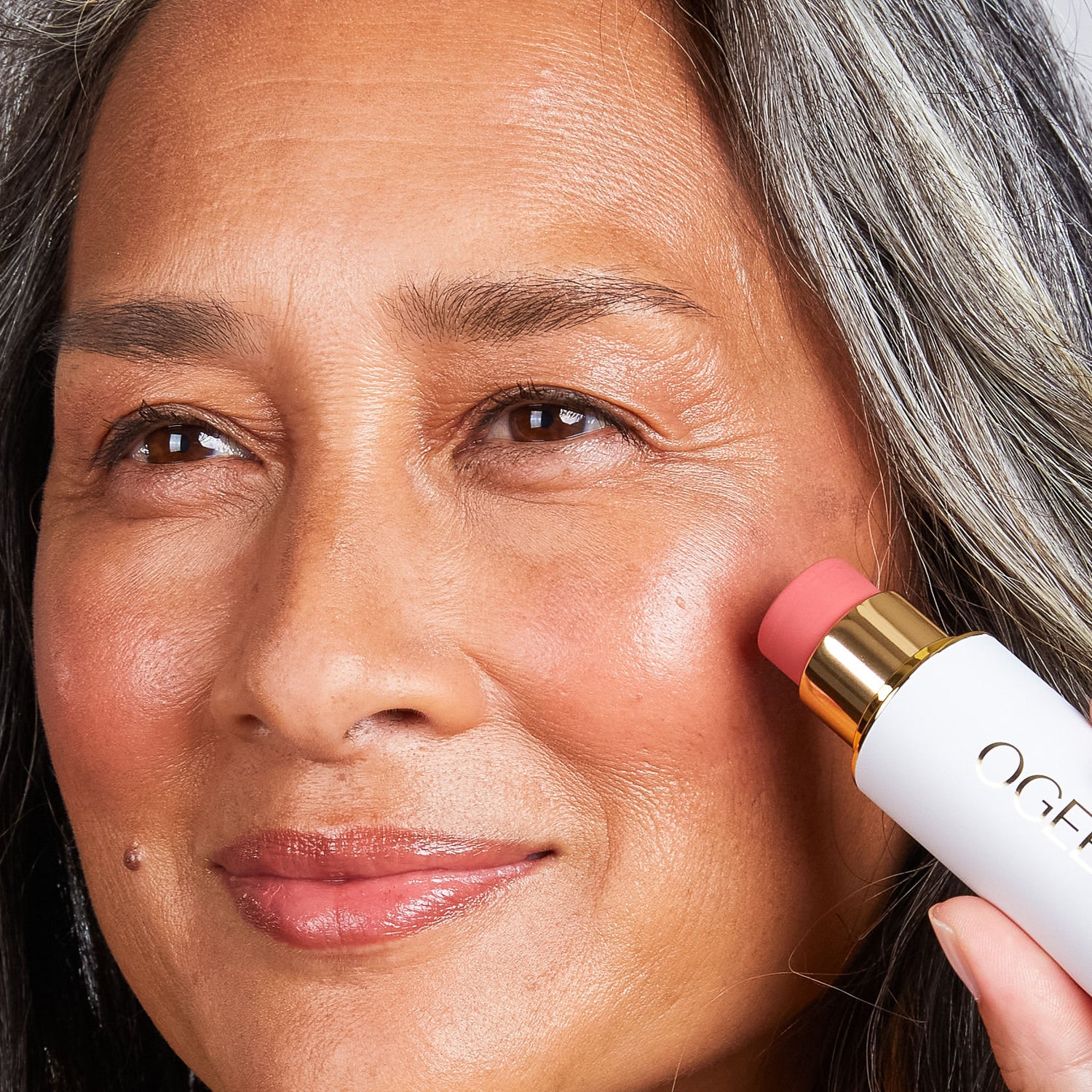 Model image of Ogee Sculpted Face Stick variant: Rose Quartz