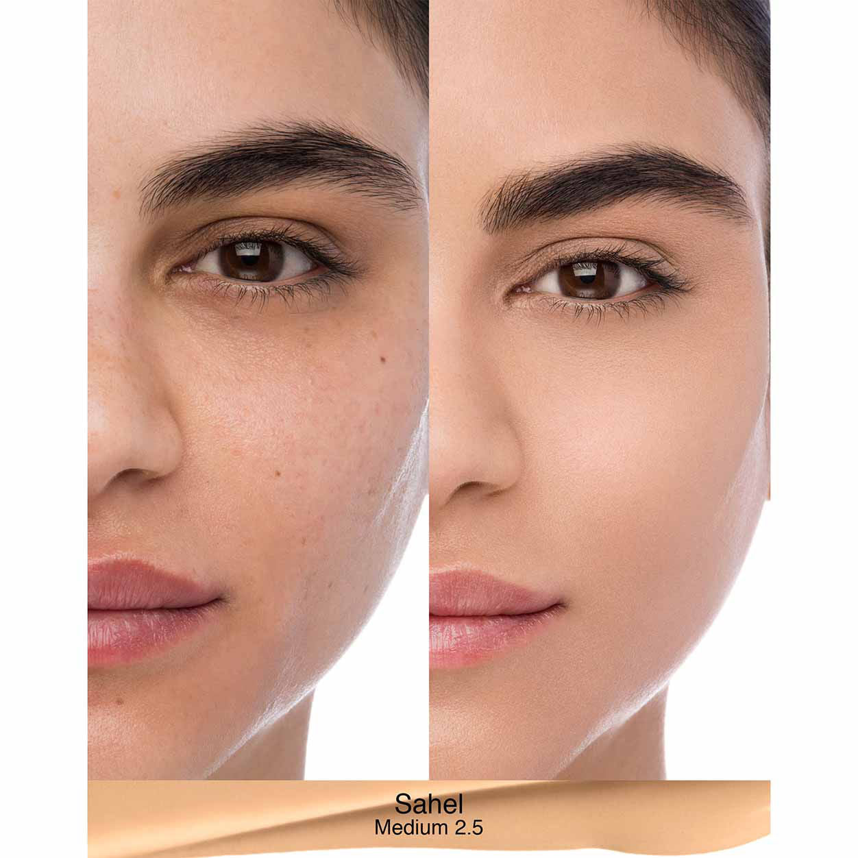 Before and after results of using Nars Natural Radiant Longwear Foundation variant: Sahel M2.5