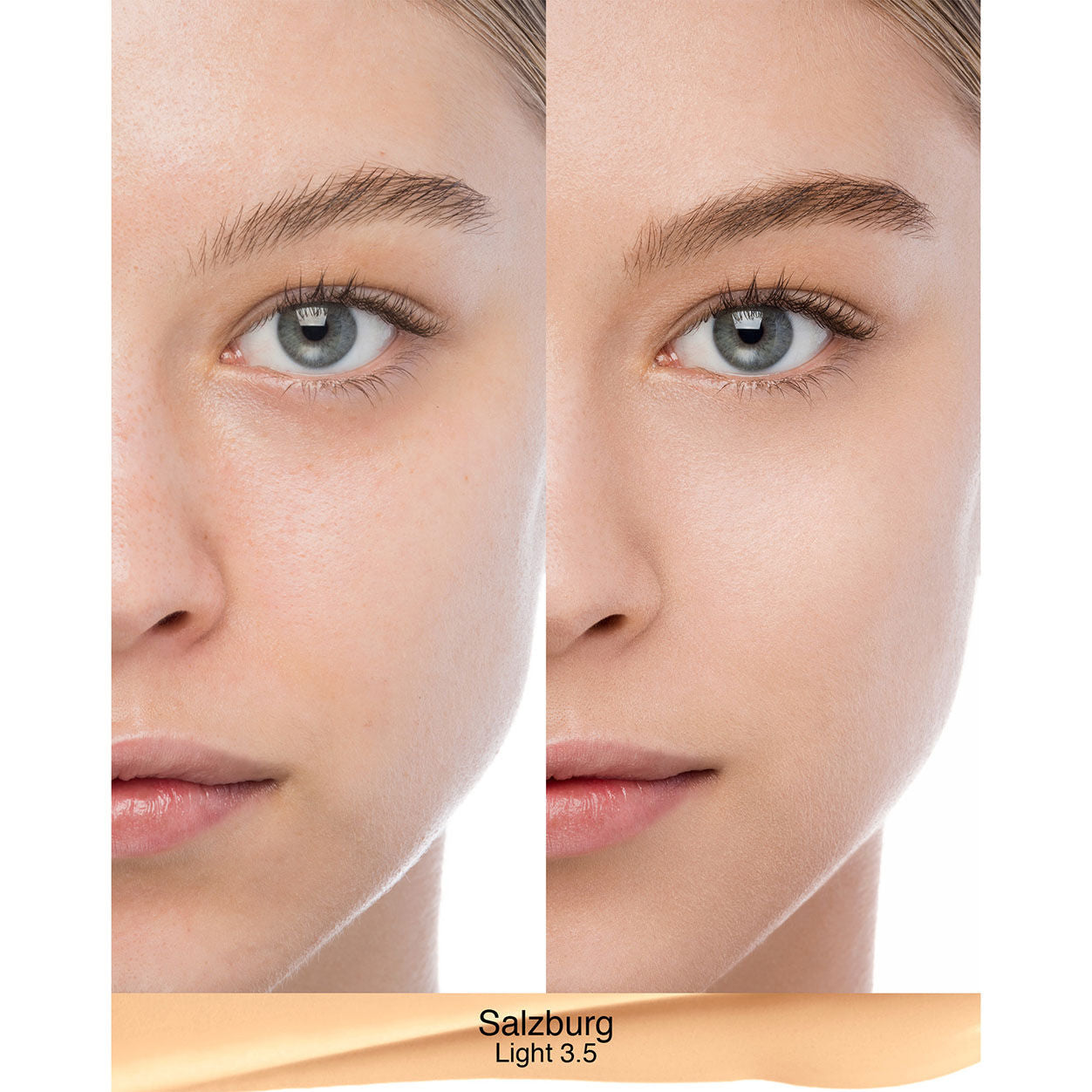 Before and after results of using Nars Natural Radiant Longwear Foundation variant: Salzburg L3.5