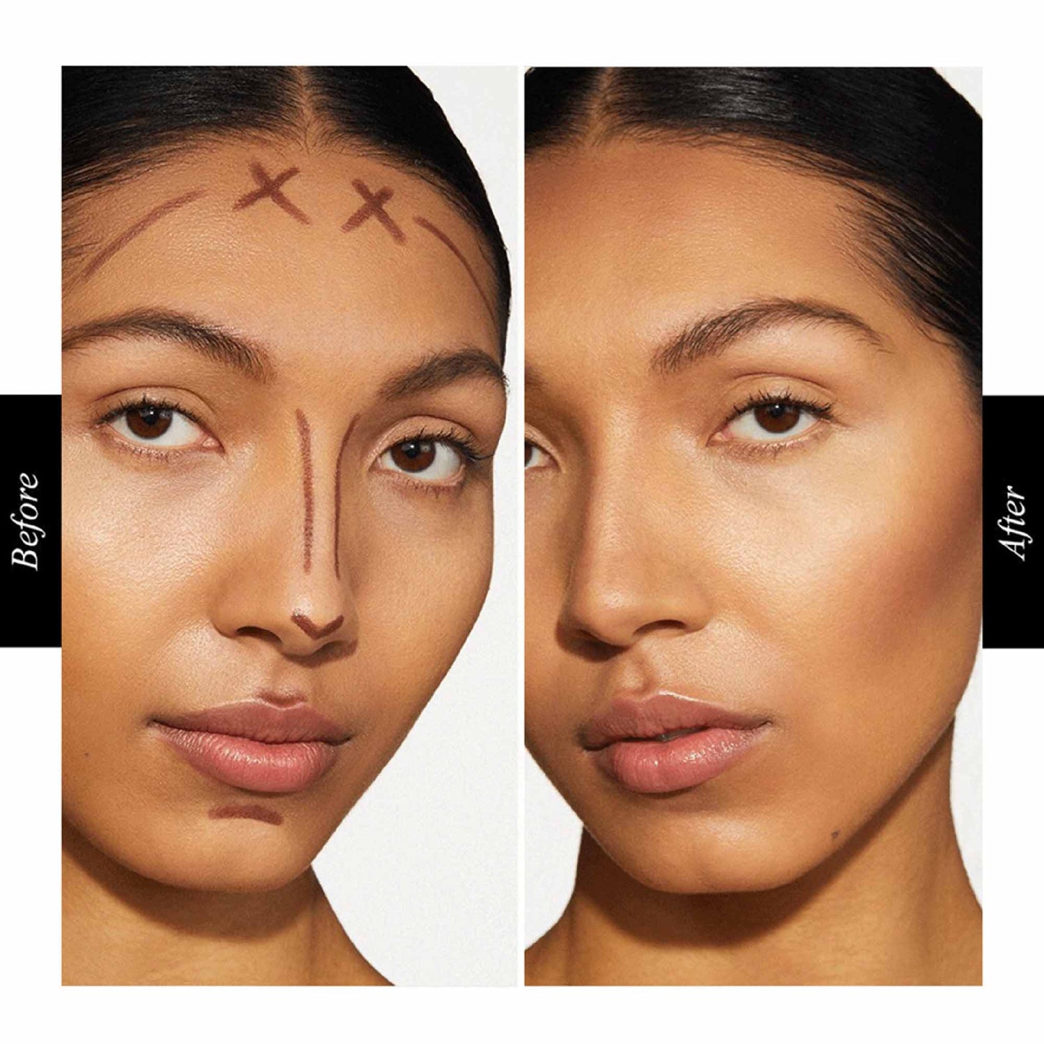 Before and after results of using Victoria Beckham Beauty Contour Stylus variant: Sandstone