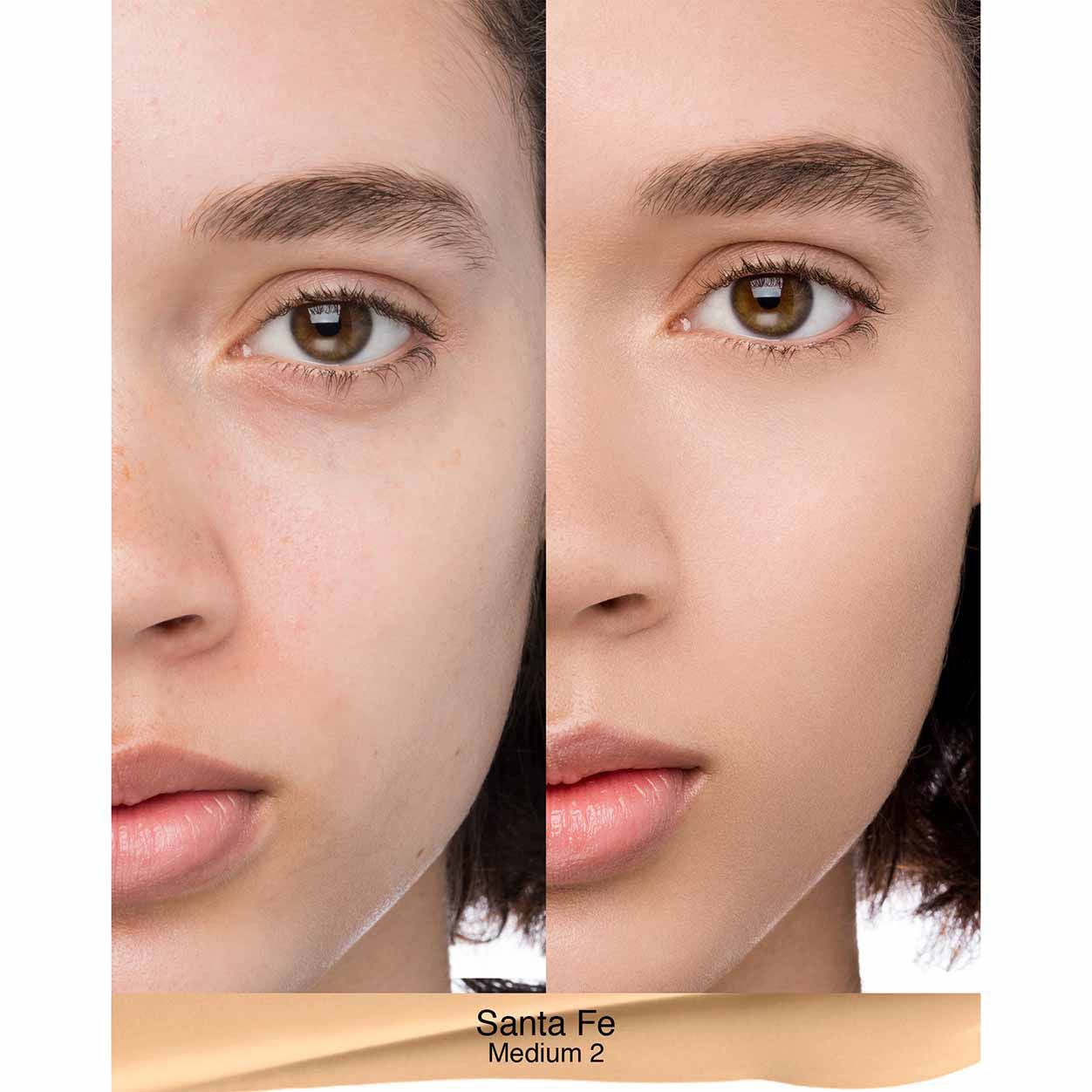 Before and after results of using Nars Natural Radiant Longwear Foundation variant: Santa Fe M2