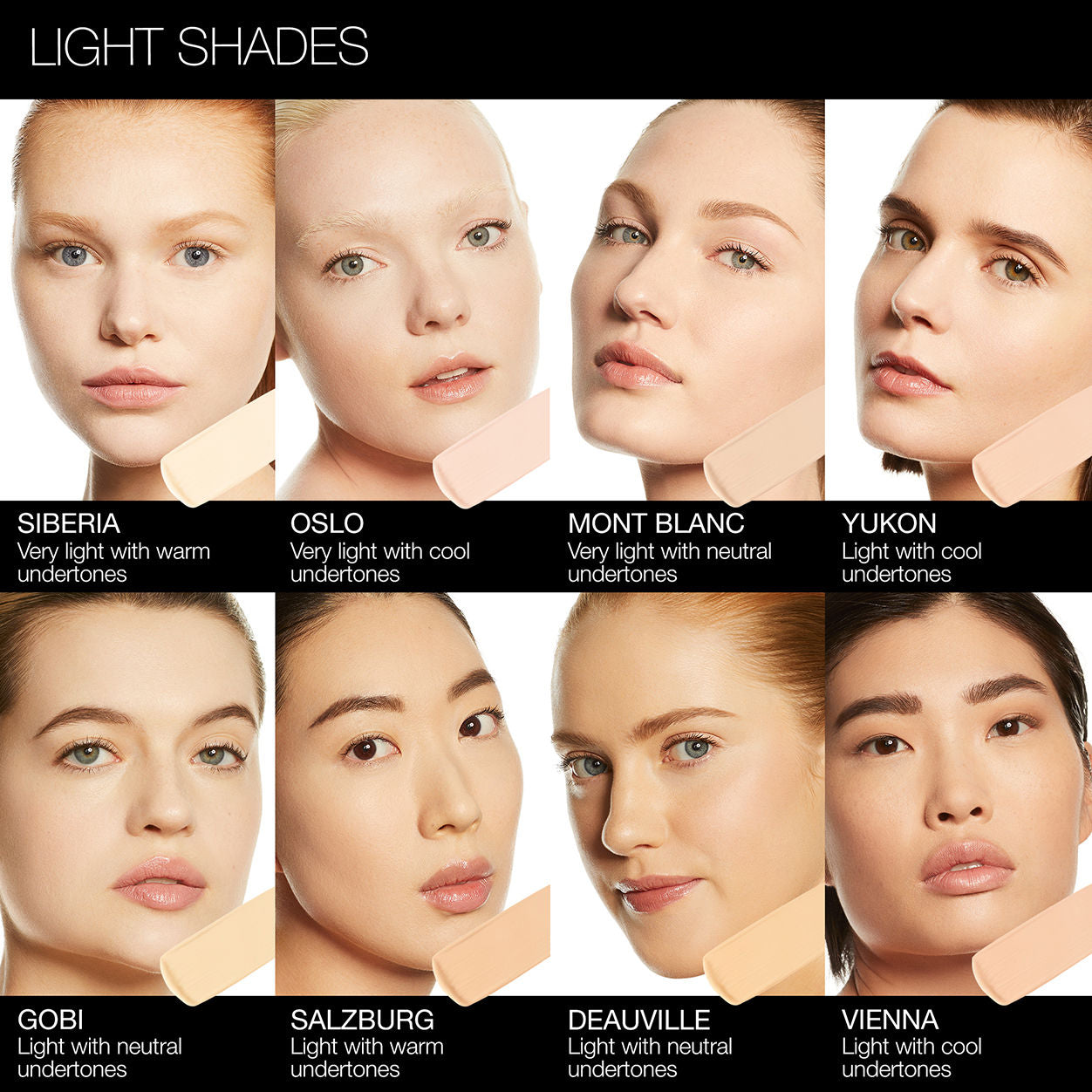 A shade comparison of Nars Soft Matte Complete Foundation variant: Siberia