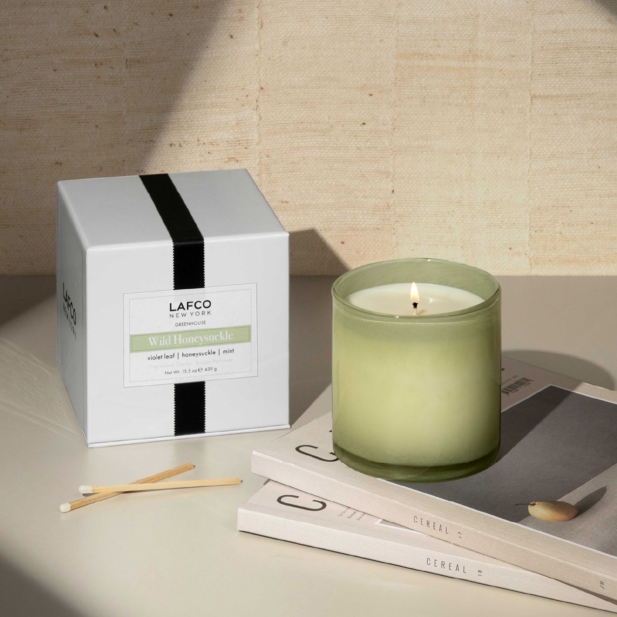 Lifestyle image of Lafco Wild Honeysuckle Candle variant: Signature