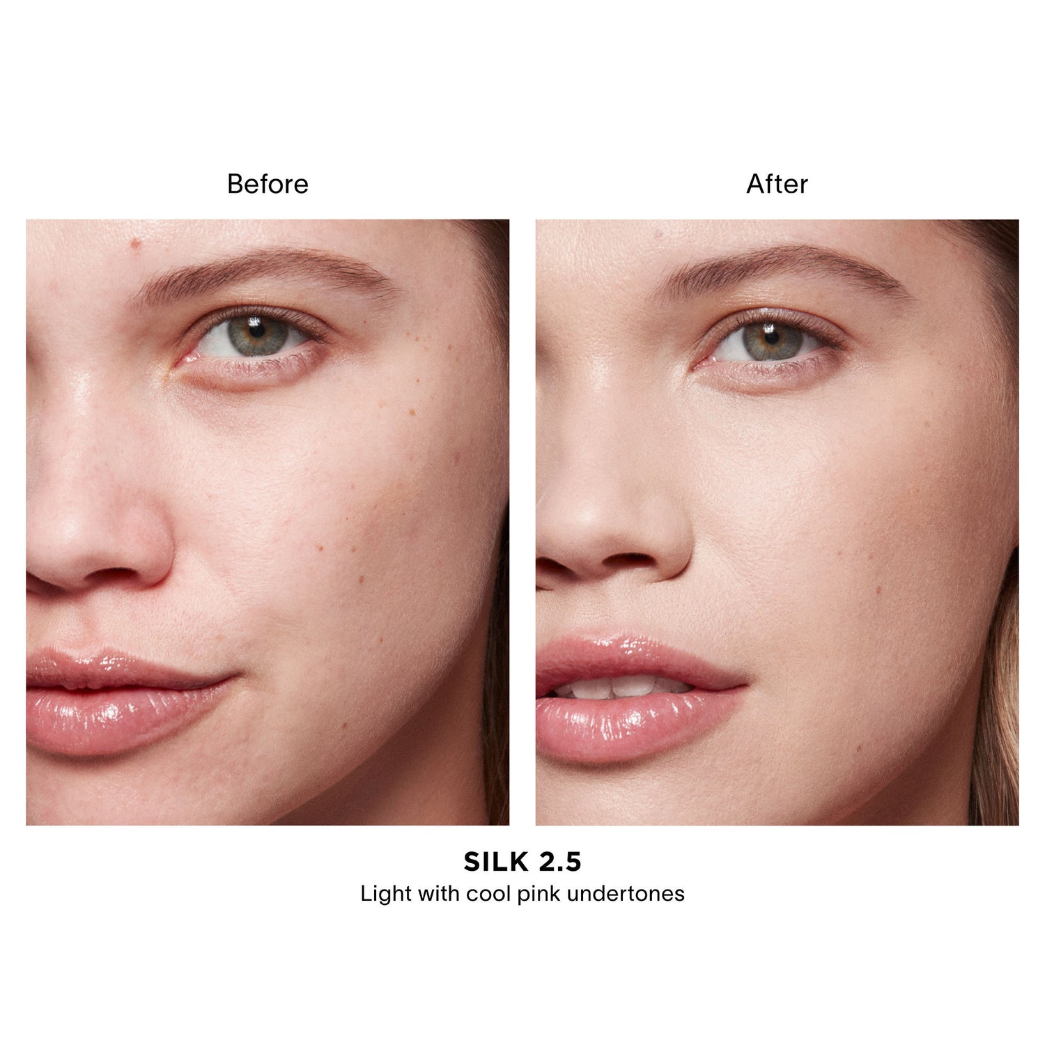 Before and after results of using Hourglass Vanish Airbrush Concealer variant: Silk 2.5