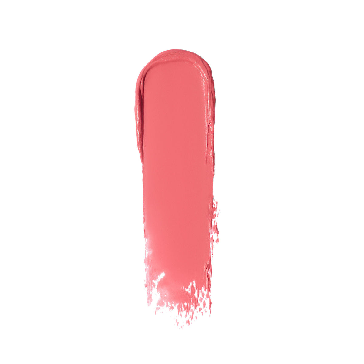 A thick, vertical swipe of buildable, coral pink Trish McEvoy Fast-Track Lip & Cheek cream makeup.