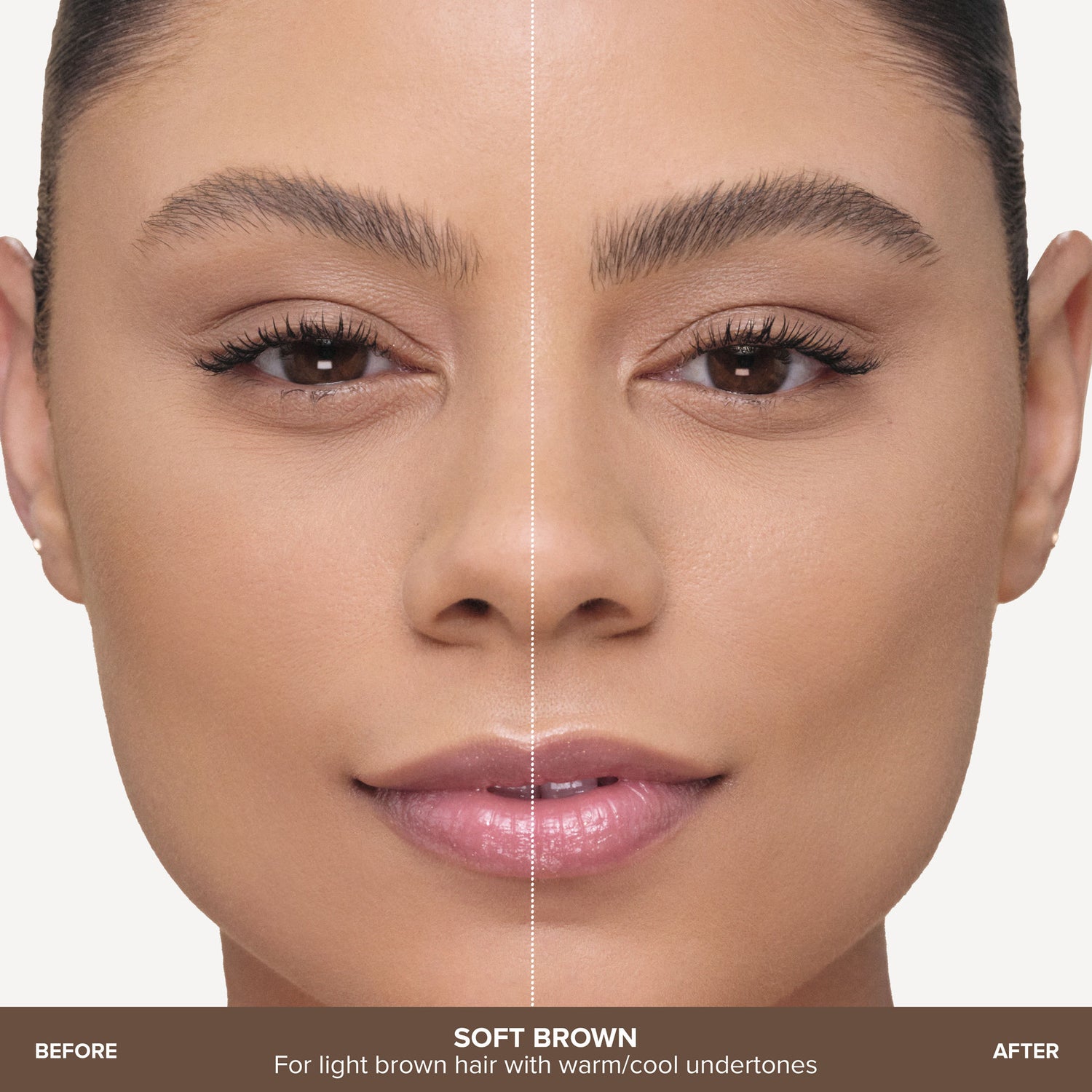 Before and after results of using Anastasia Beverly Hills MicroStroke Brow Pen variant: Soft Brown