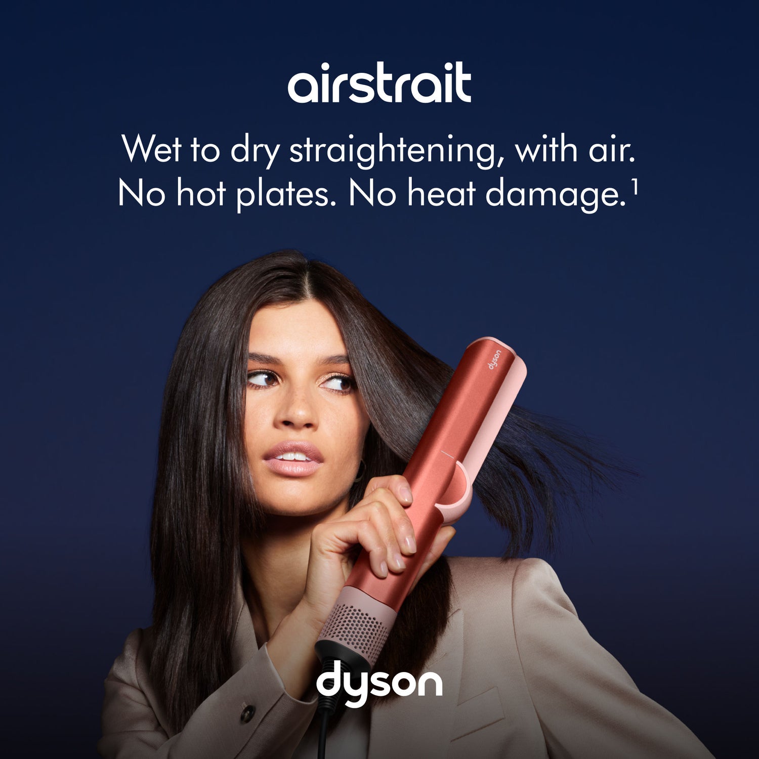 Lifestyle image of Dyson Airstrait Straightener variant: Strawberry Bronze and Blush Pink