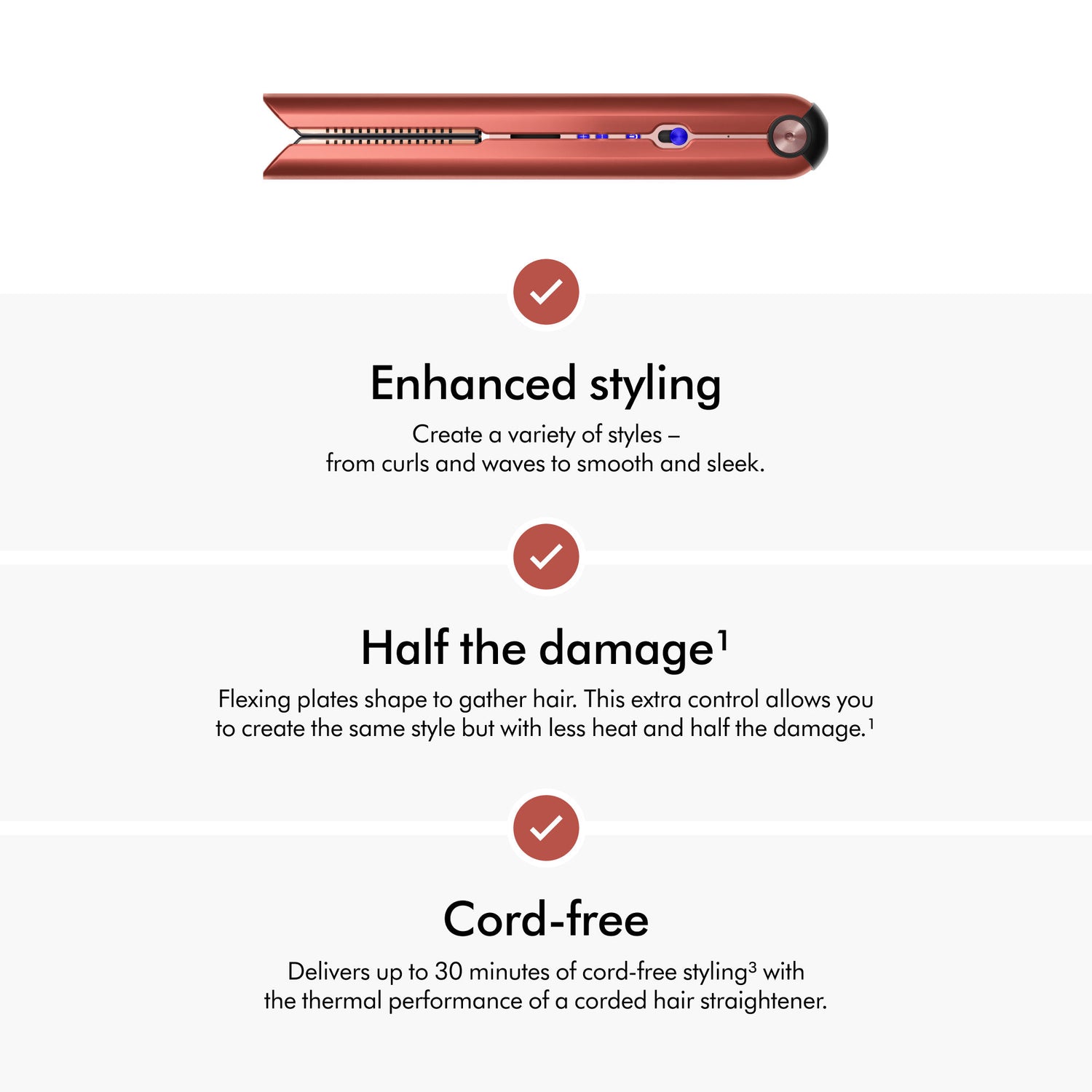 Lifestyle image of Dyson Corrale Hair Straightener variant: Strawberry Bronze and Blush Pink (Special Edition)