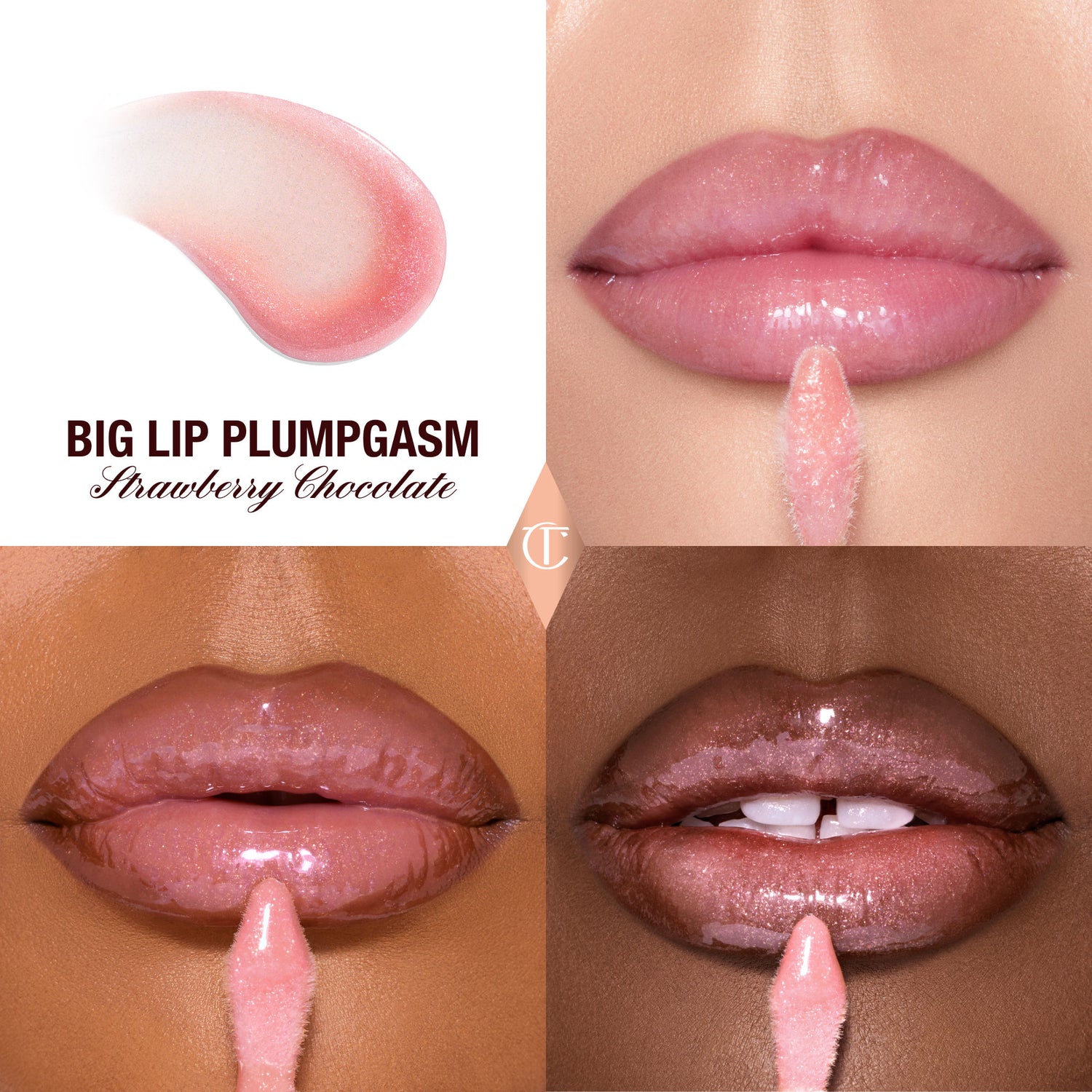 Swatch image of Charlotte Tilbury Pillow Talk Big Lip Plumpgasm variant: Strawberry Chocolate (Limited Edition)