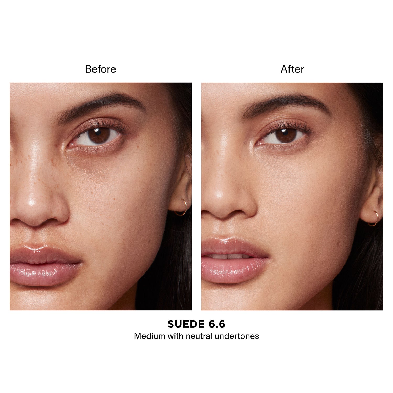 Before and after results of using Hourglass Vanish Airbrush Concealer variant: Suede 6.6