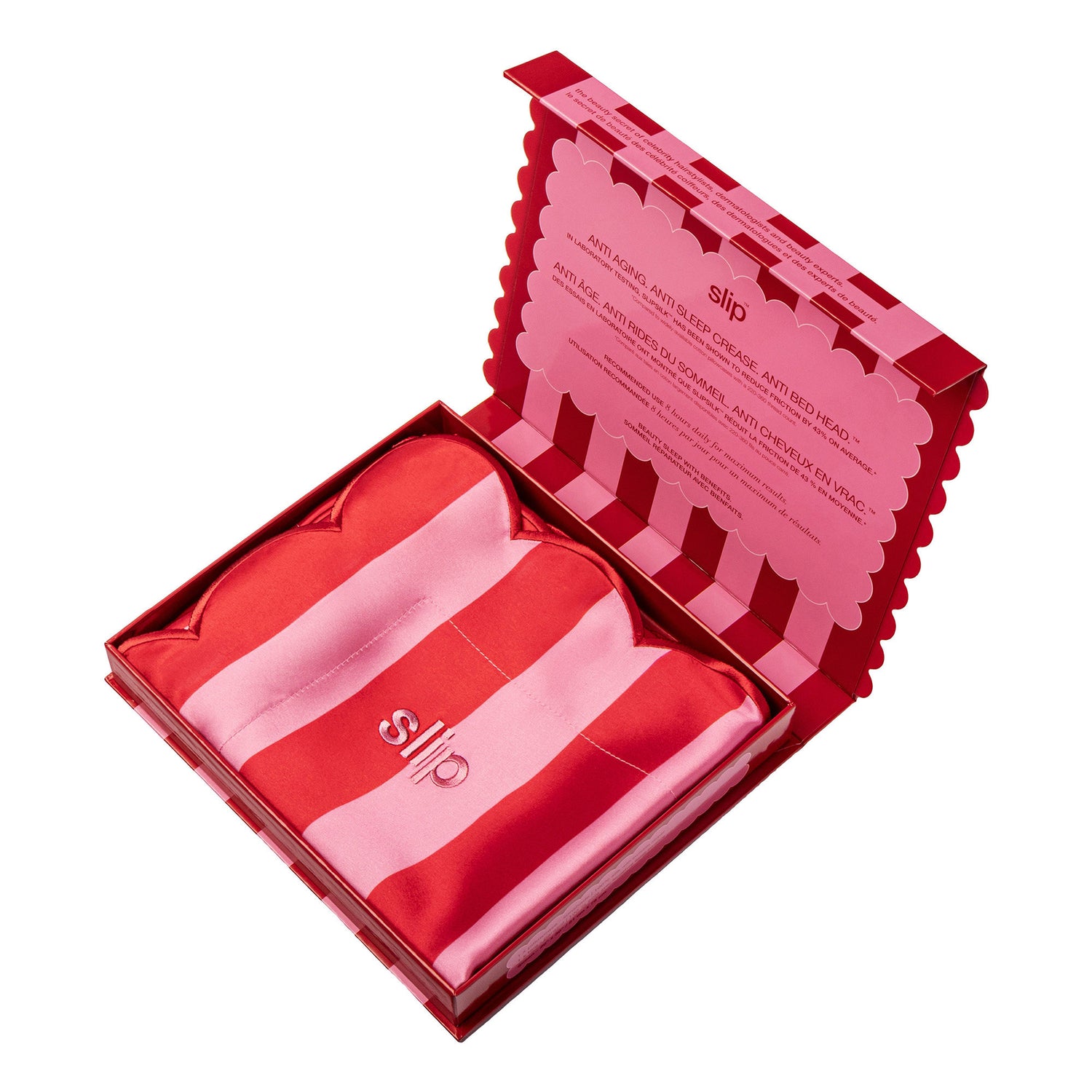 Image of an open Slip Pure Silk Queen Pillowcase with Scalloped Edge variant: Sunshade (Limited Edition)