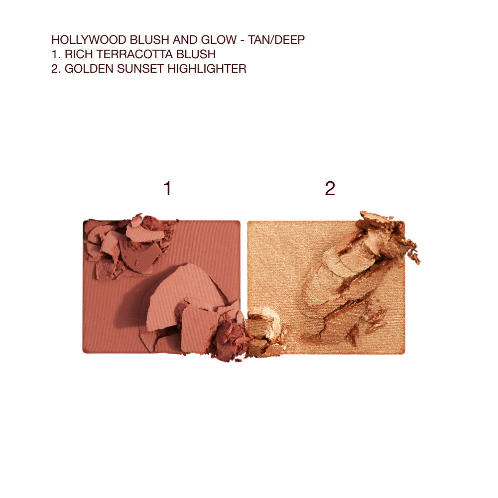 Swatch image of Charlotte Tilbury Mini Hollywood Blush and Glow variant: Tan to Deep