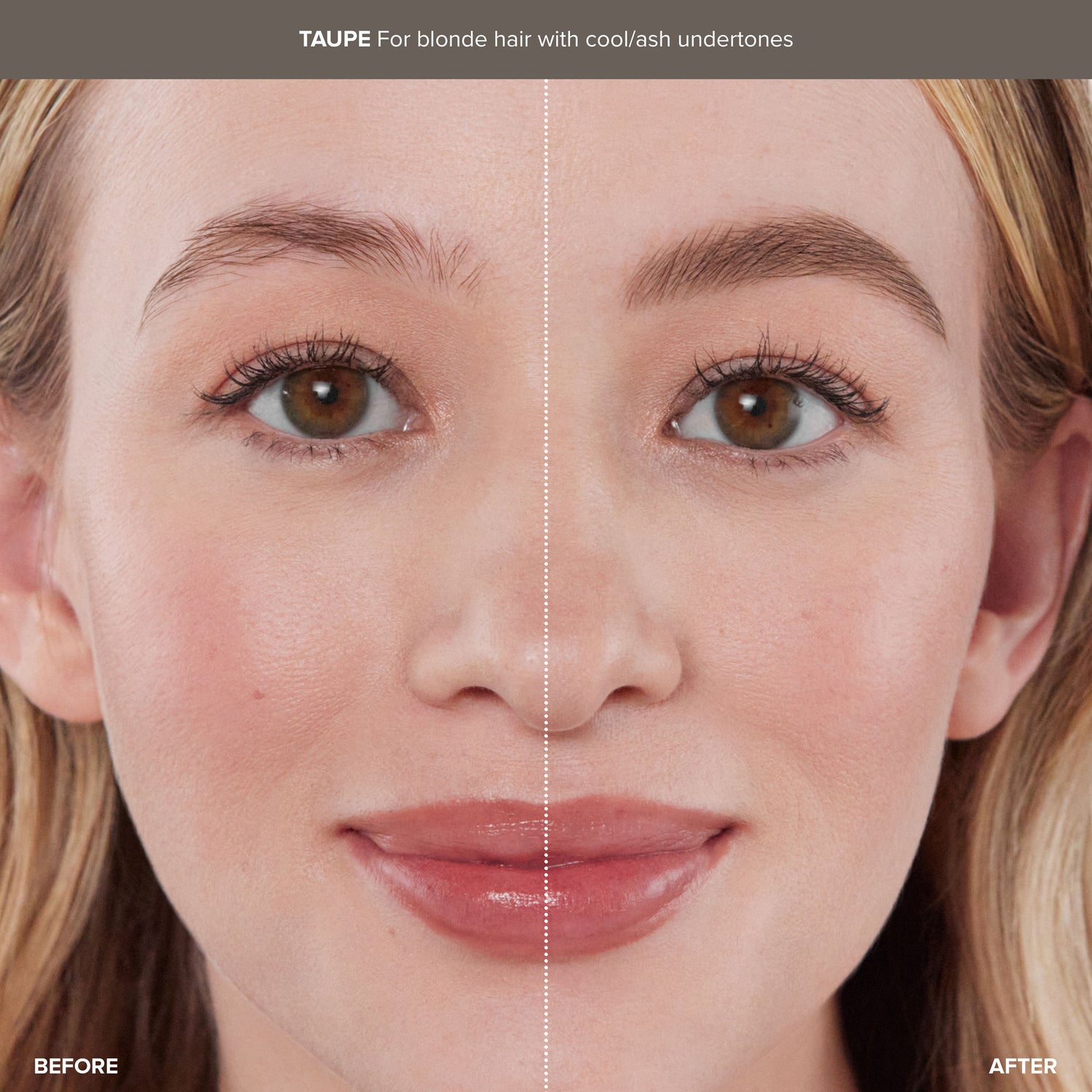 Before and after results of using Anastasia Beverly Hills Taupe variant: Taupe