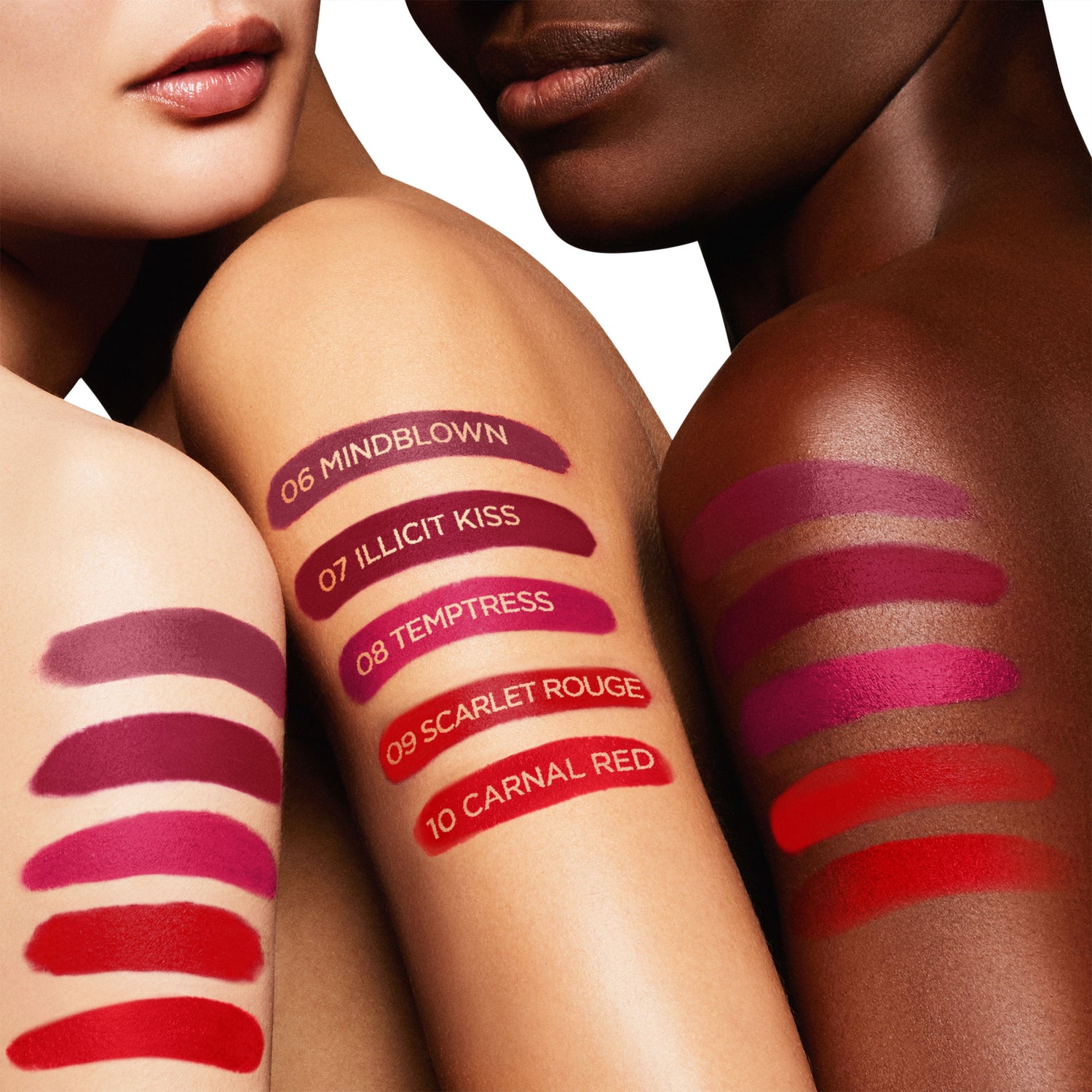 An arm swatch of Tom Ford Liquid Lip Luxe Matte variant: Temptress