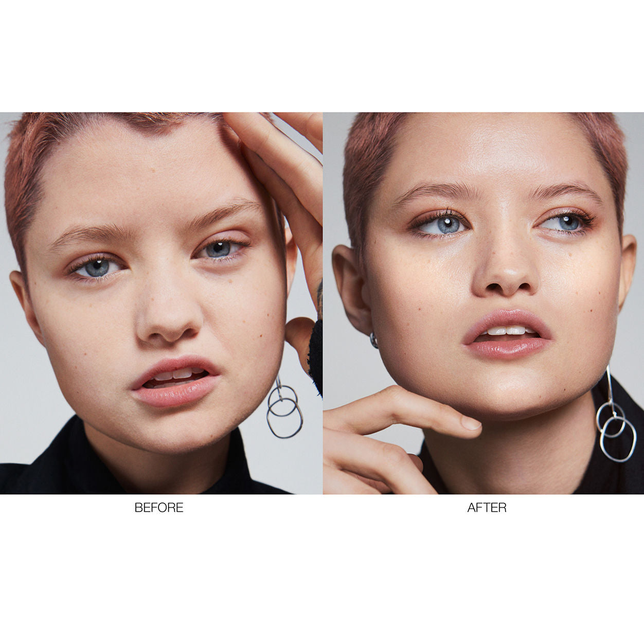 Before and after results of using Nars Pure Radiant Tinted Moisturizer Broad Spectrum SPF 30 variant: Terre-Neuve L0