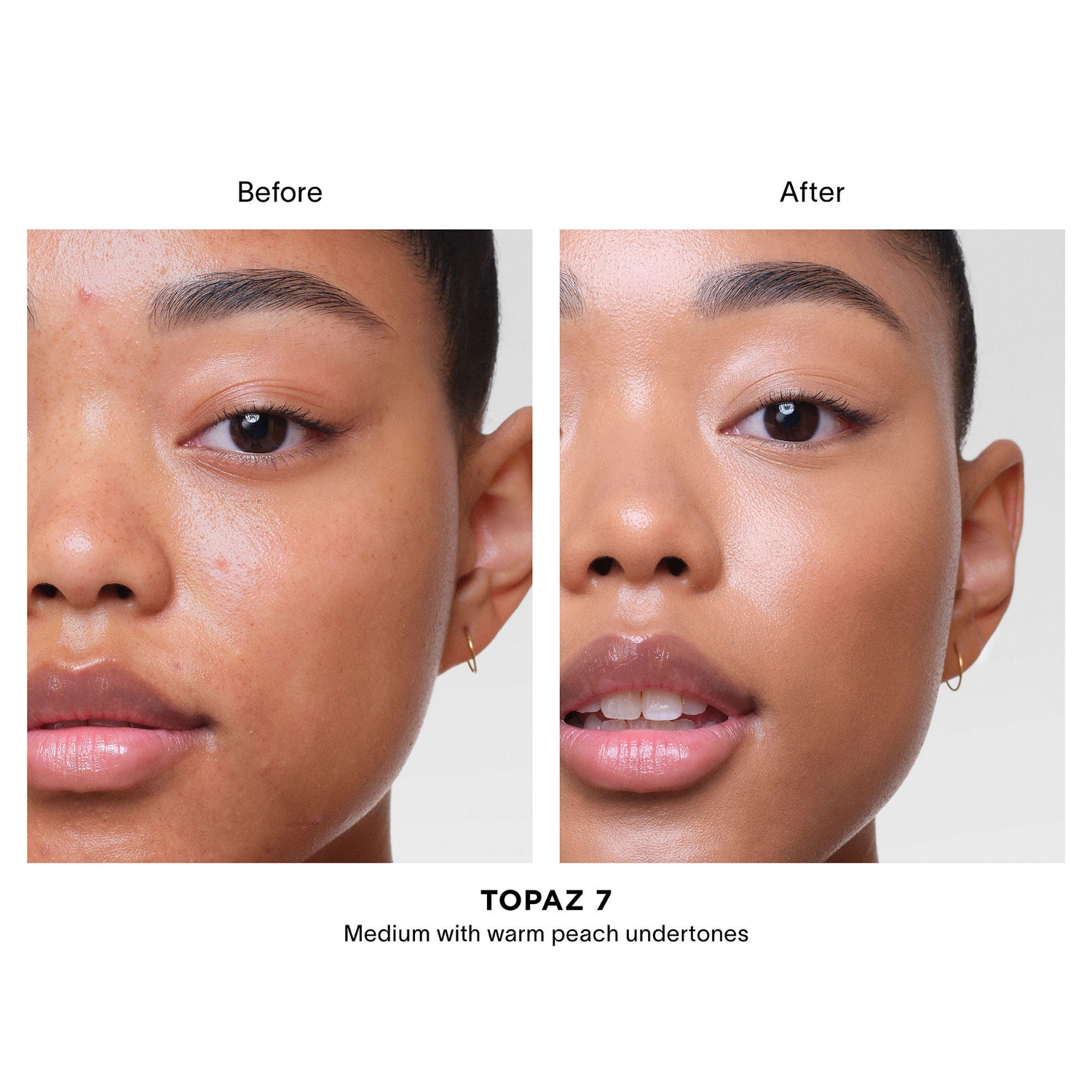 Before and after results of using Hourglass Vanish Airbrush Concealer variant: Topaz 7