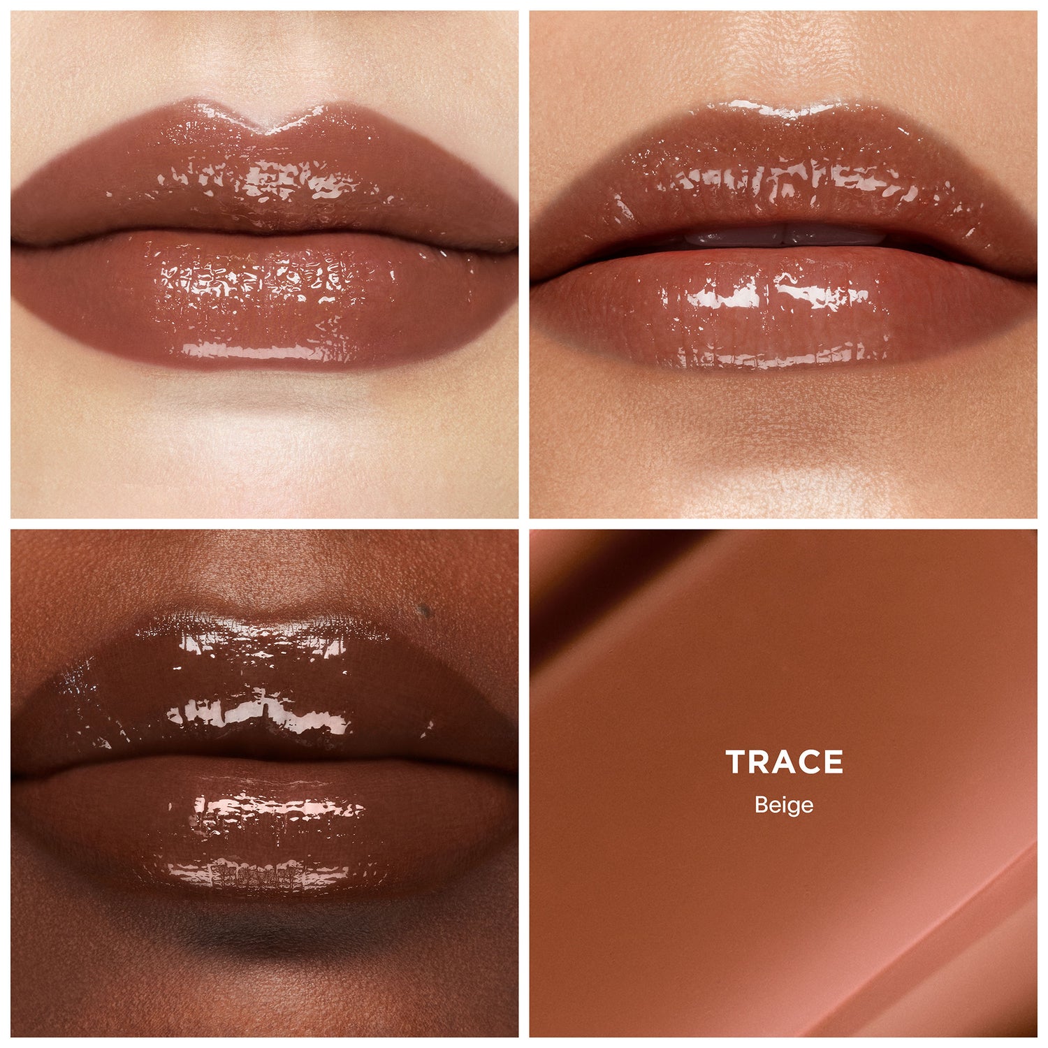 A shade comparison of Hourglass Phantom Volumizing Glossy Balm variant: Trace