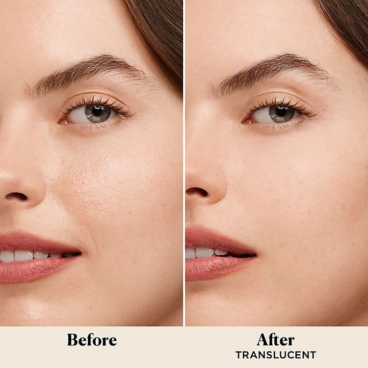 Before and after results of using Laura Mercier Translucent Loose Talc-Free Setting Powder Ultra-Blur Jumbo variant: Translucent