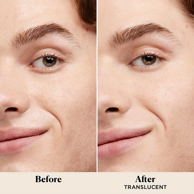 Before and after results of using Laura Mercier Translucent Loose Talc-Free Setting Powder Ultra-Blur Jumbo variant: Translucent