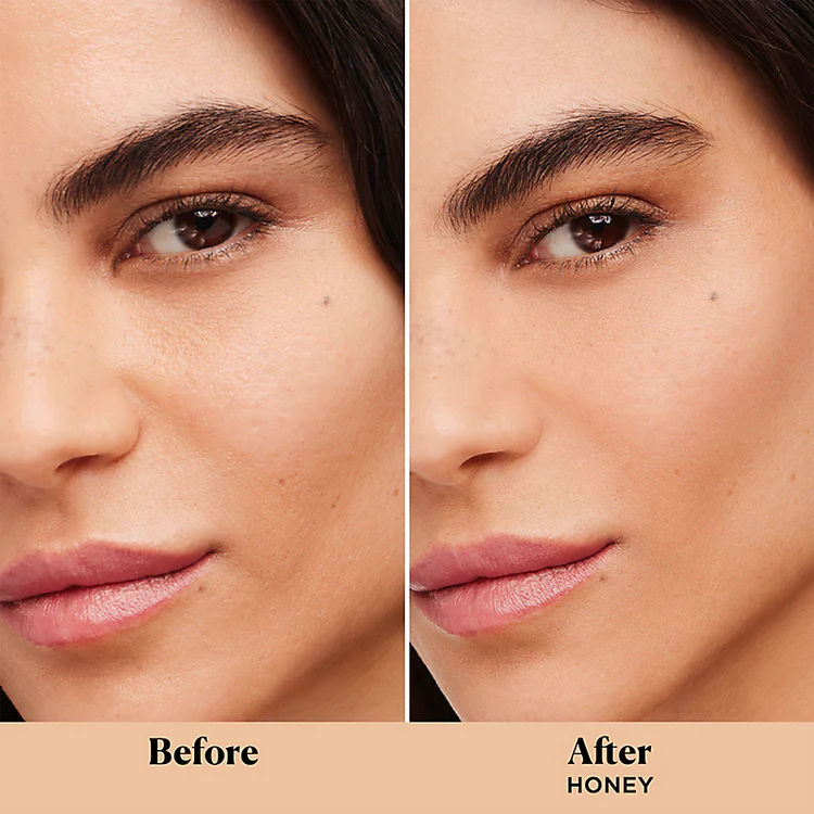Before and after results of using Laura Mercier Translucent Loose Talc-Free Setting Powder Ultra-Blur Jumbo variant: Translucent Honey
