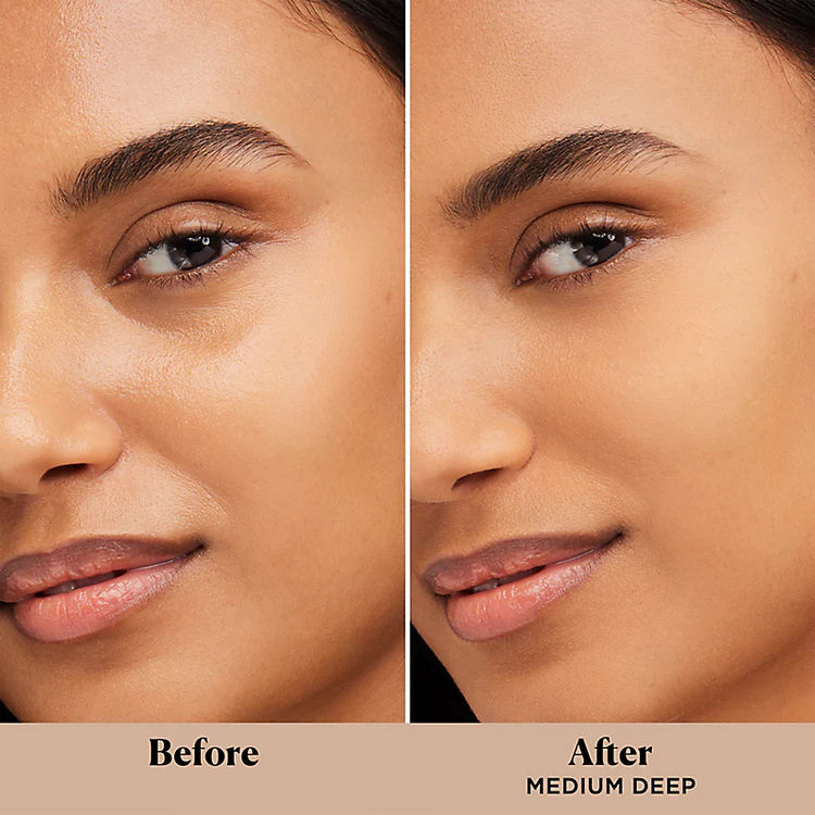 Before and after results of using Laura Mercier Translucent Loose Talc-Free Setting Powder Ultra-Blur Jumbo variant: Translucent Medium Deep