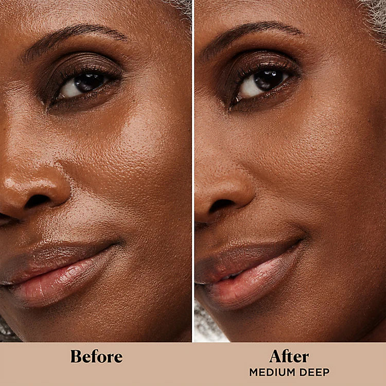 Before and after results of using Laura Mercier Translucent Loose Talc-Free Setting Powder Ultra-Blur Jumbo variant: Translucent Medium Deep