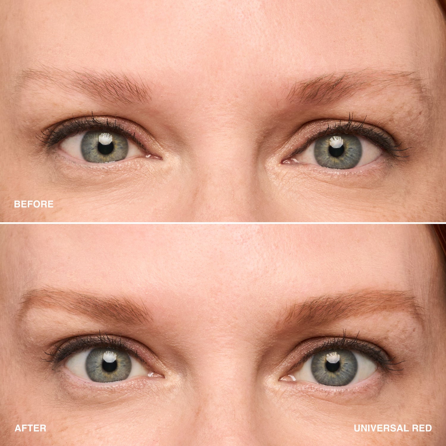Before and after results of using Bobbi Brown Precise 24-Hour Ultra Slim Eyebrow Pencil variant: Universal Red