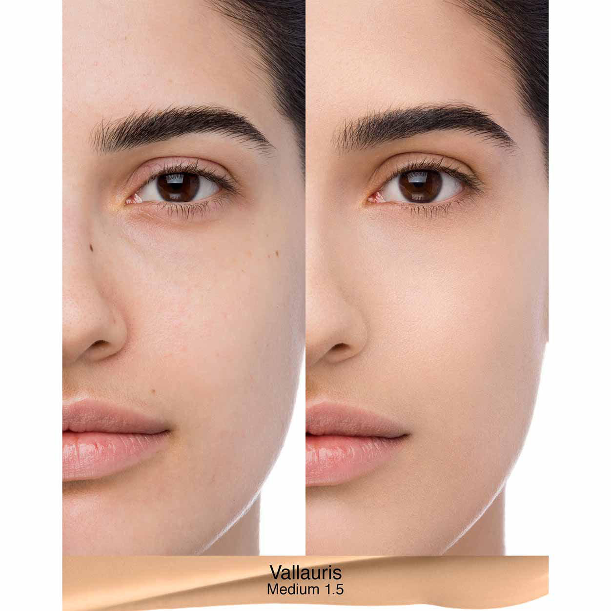 Before and after results of using Nars Natural Radiant Longwear Foundation variant: Vallauris M1.5