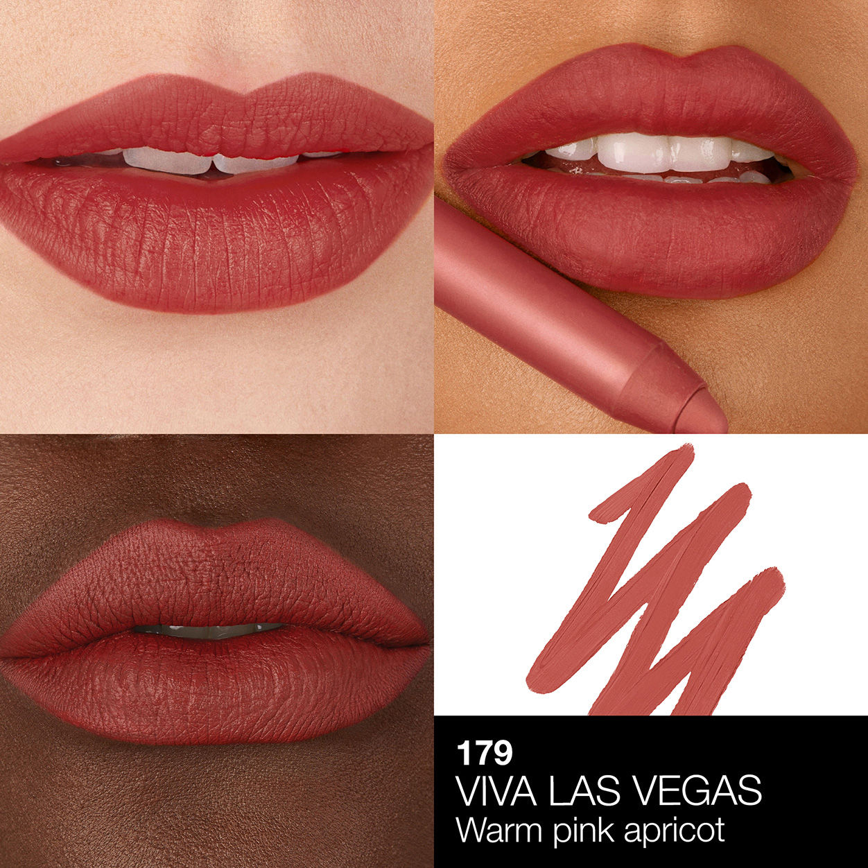 Model image of Nars Powermatte High-Intensity Long-Lasting Lip Pencil variant: Viva Las Vegas