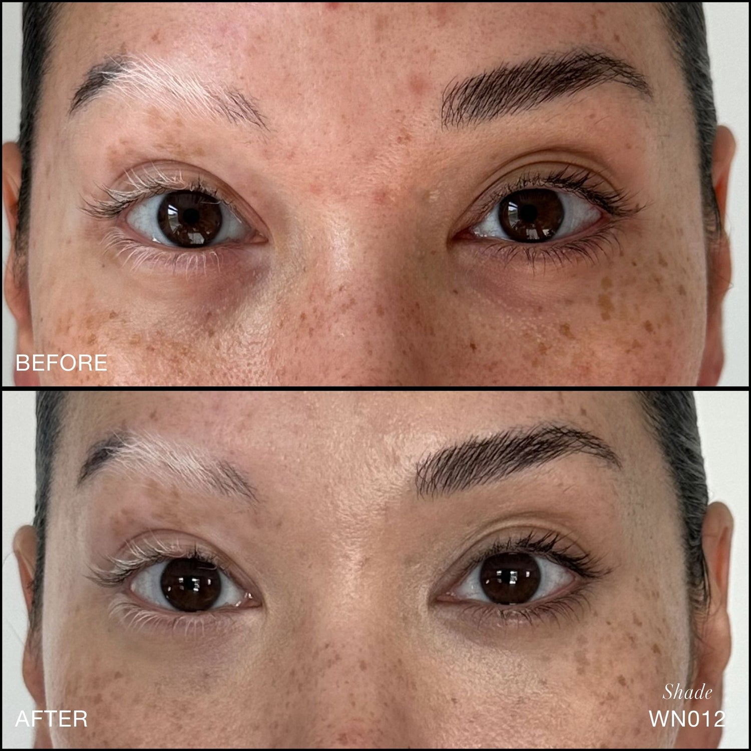 Before and after results of using RMS Beauty Revitalize Hydra Concealer variant: WN012