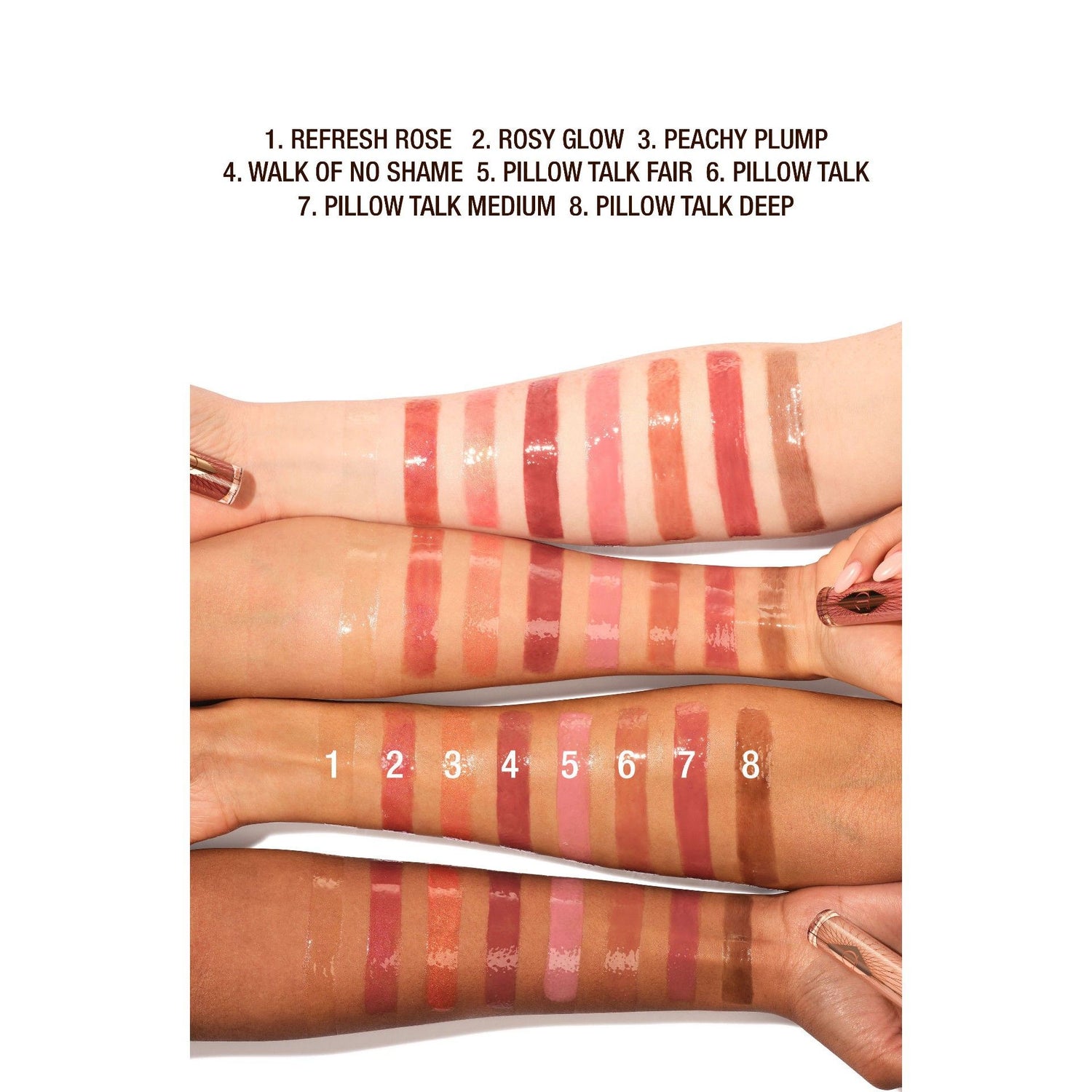 An arm swatch of Charlotte Tilbury Collagen Lip Bath variant: Walk Of No Shame