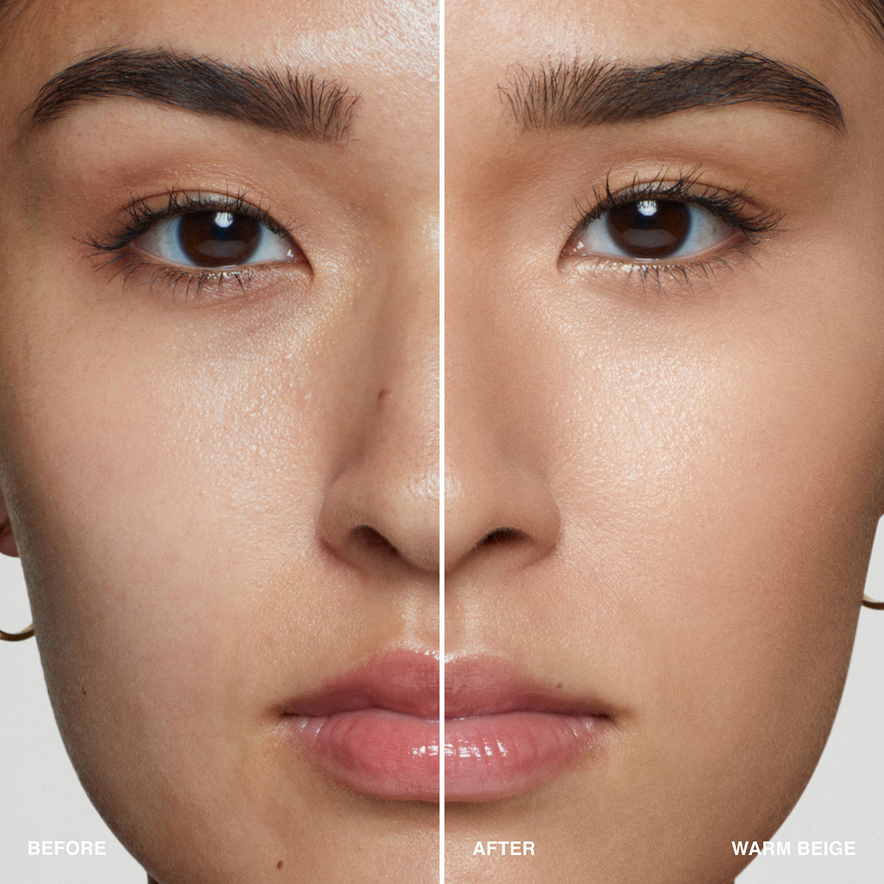 Before and after results of using Bobbi Brown Intensive Serum Foundation SPF 40/30 variant: Warm Beige