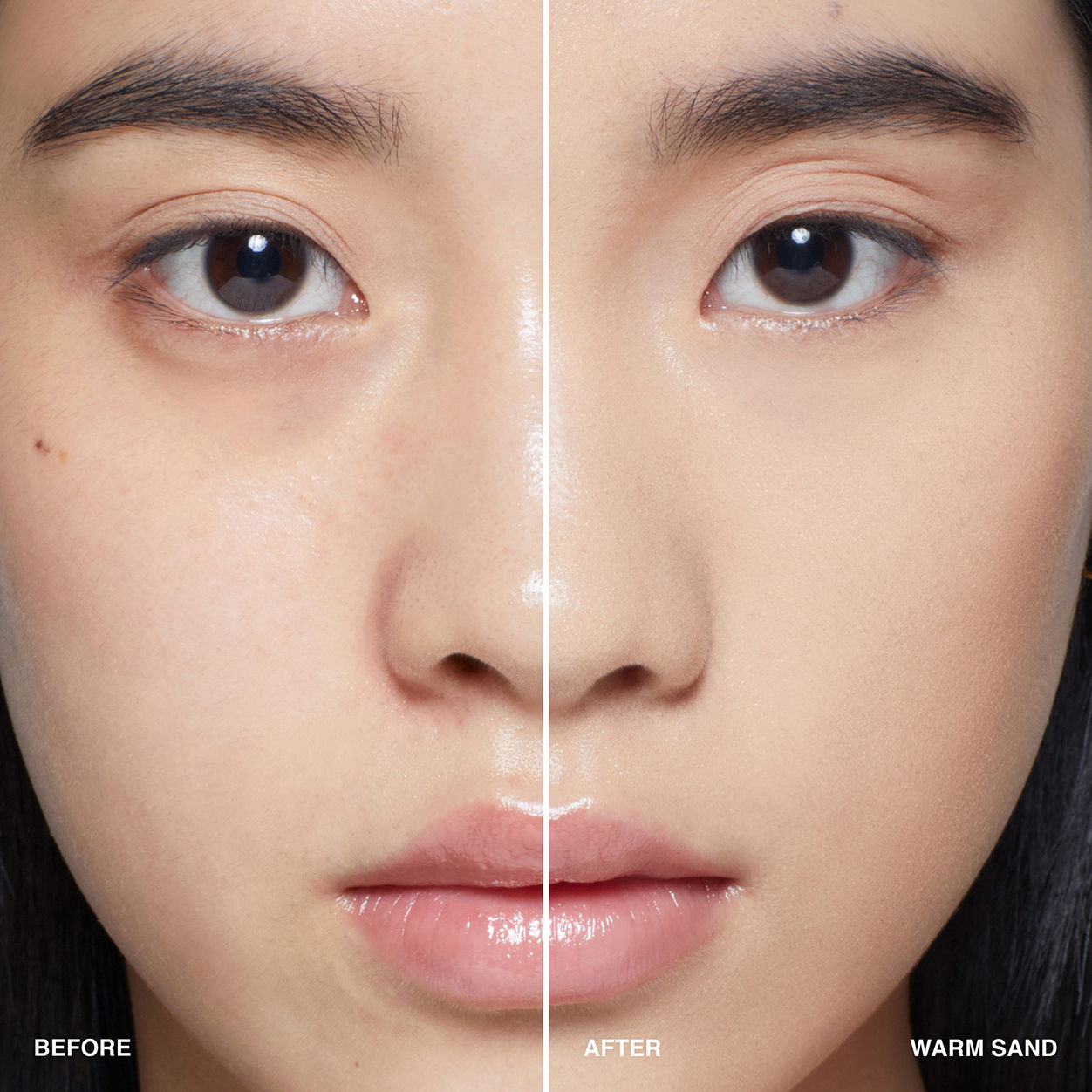 Before and after results of using Bobbi Brown Intensive Serum Foundation SPF 40/30 variant: Warm Sand