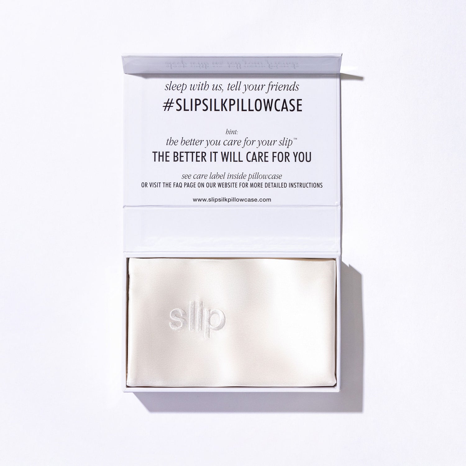 Image of an open Slip Pure Silk Queen Pillowcase variant: White